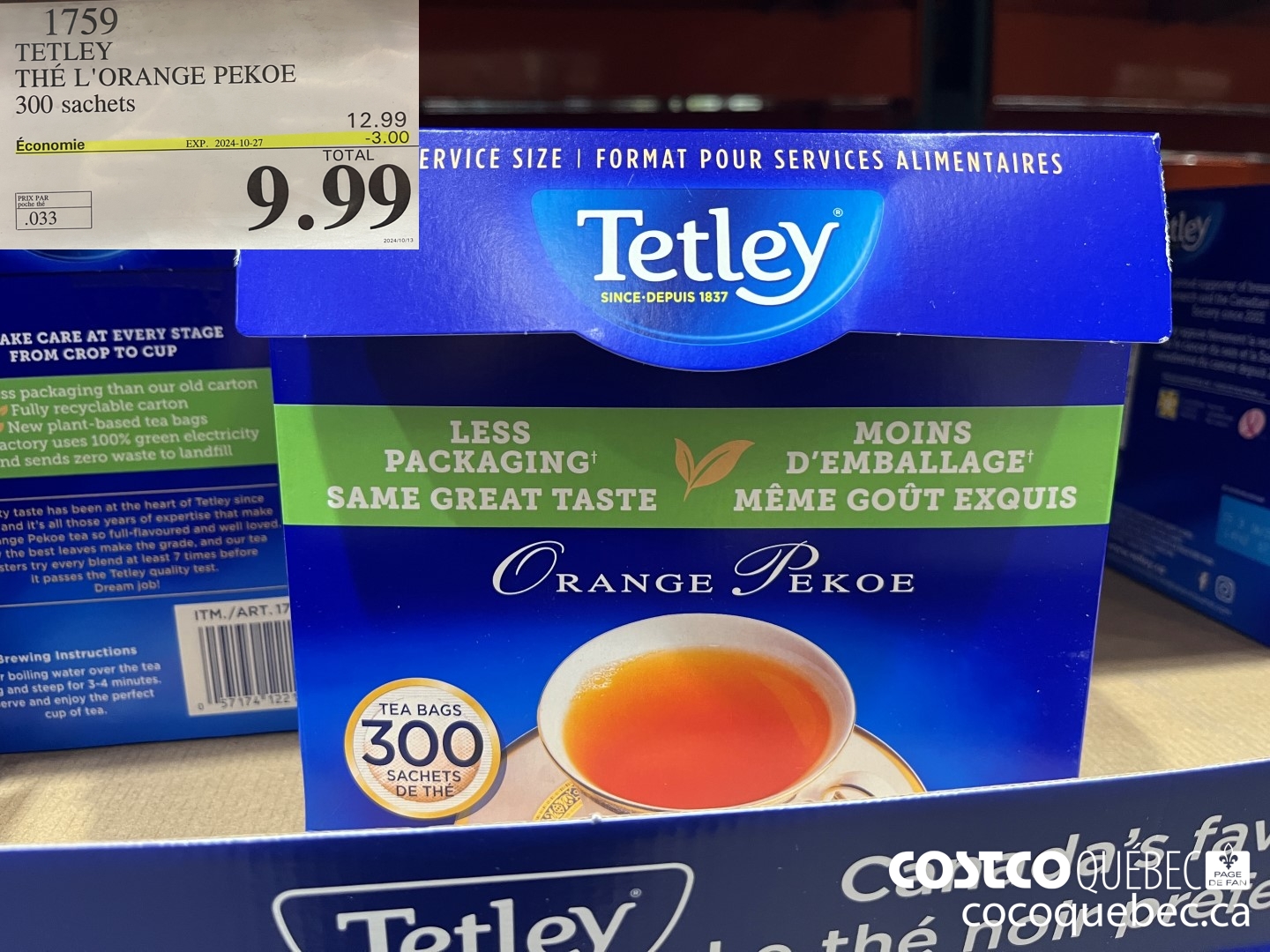 1759 TETLEY THE L'ORANGE PEKOE  ($3.00 INSTANT SAVINGS EXPIRES ON 2024-10-27) $9.99