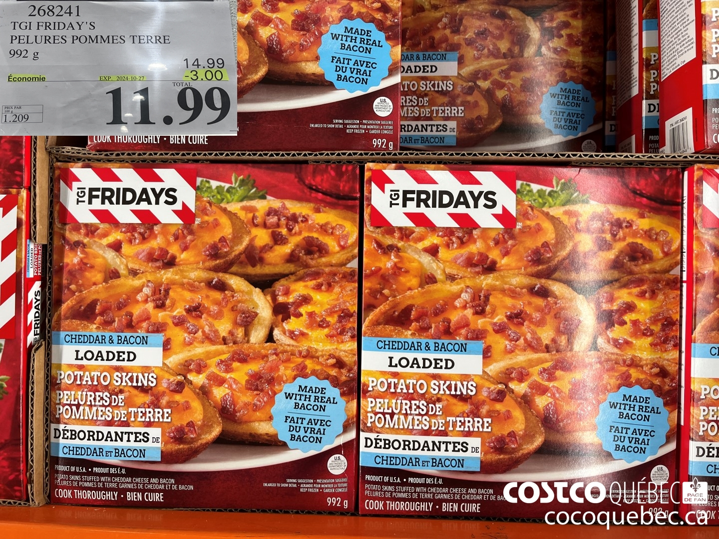 268241 TGI FRIDAY'S PELURES POMMES TERRE 992 g  ($3.00 INSTANT SAVINGS EXPIRES ON 2024-10-27) $11.99