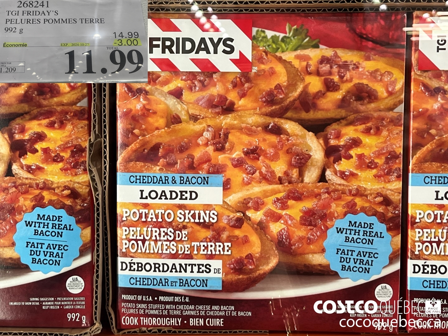 268241 TGI FRIDAY'S PELURES POMMES TERRE 992 g  ($3.00 INSTANT SAVINGS EXPIRES ON 2024-10-27) $11.99