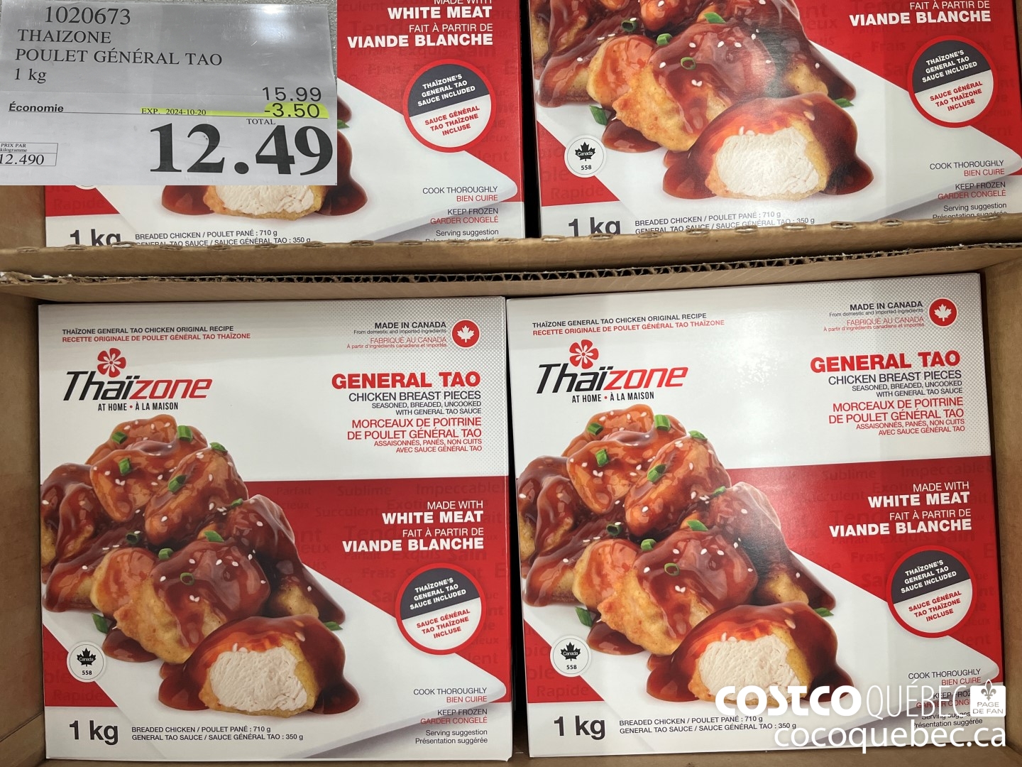 1020673 THAIZONE POULET GENERAL TAO I kg  ($3.50 INSTANT SAVINGS EXPIRES ON 2024-10-20) $12.49