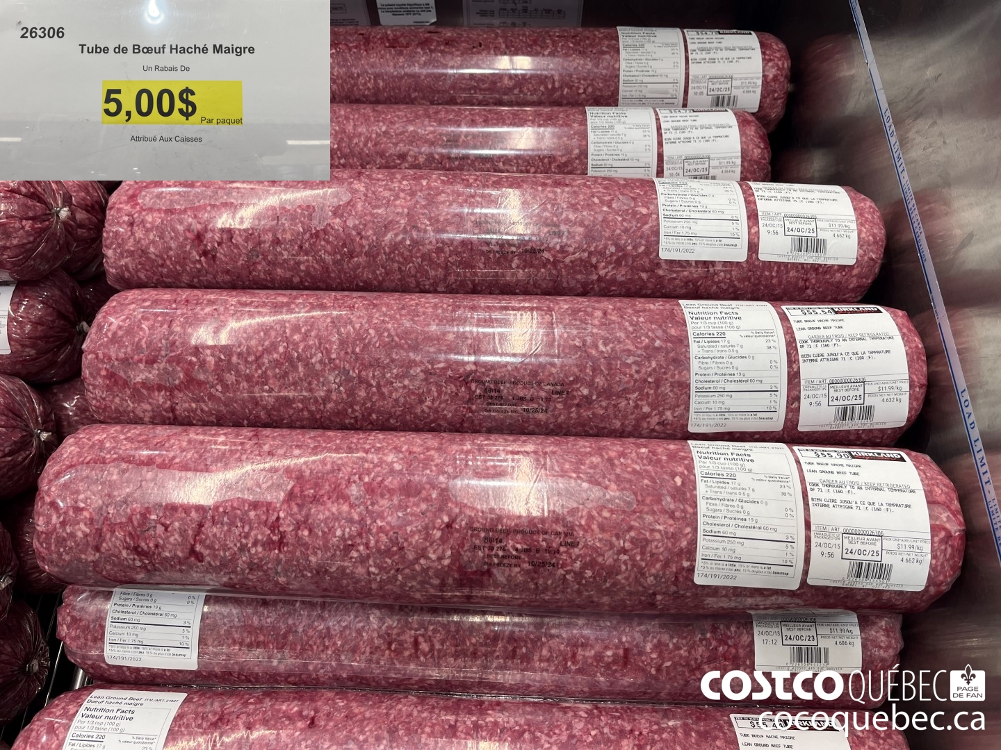 26306 Tube de Boeuf Haché Maigre ($5.00 INSTANT SAVINGS)