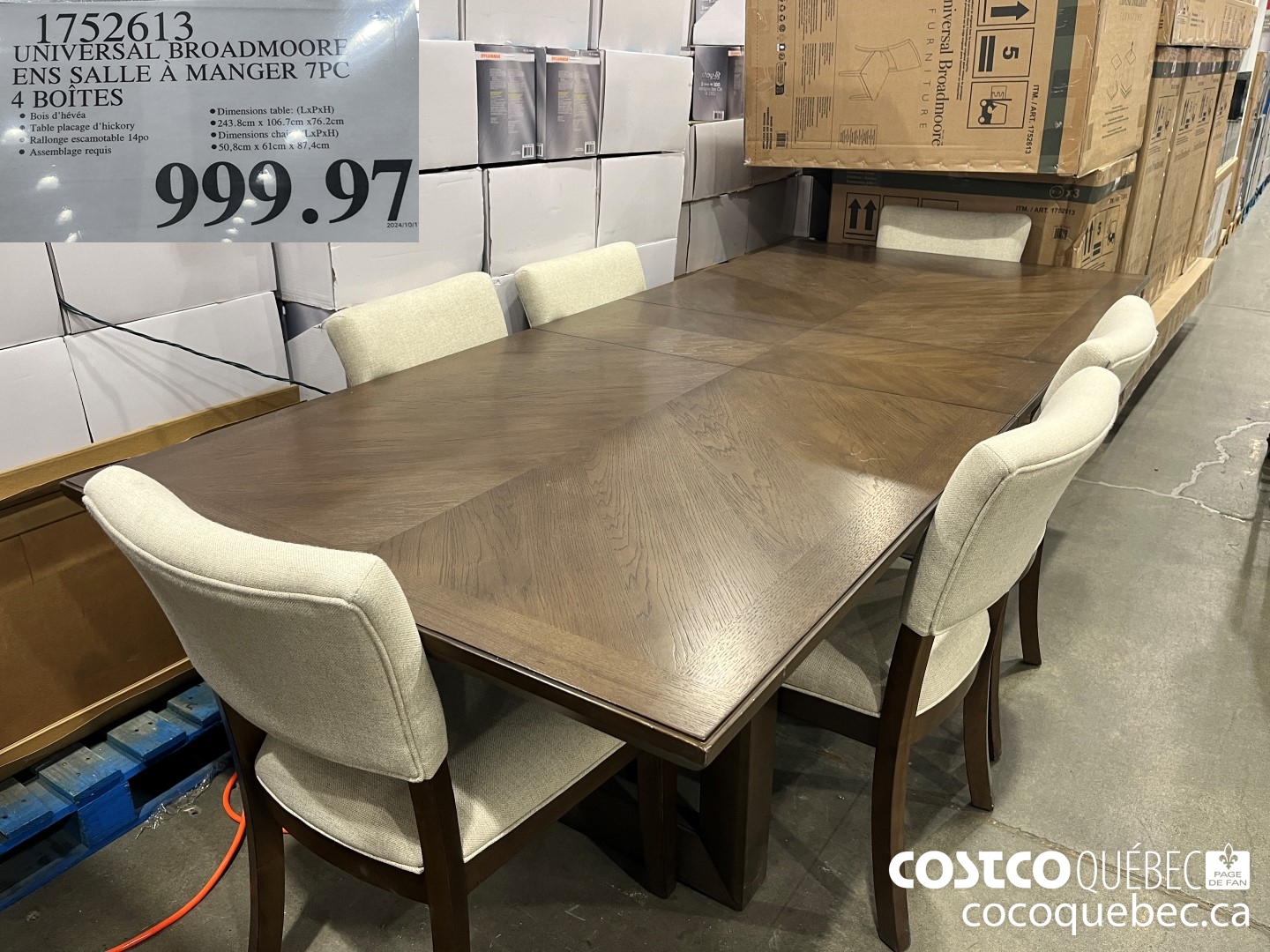 1752613 UNIVERSAL BROADMOORE ENS SALLE A MANGER 7PC 4 BOITES  $999.97