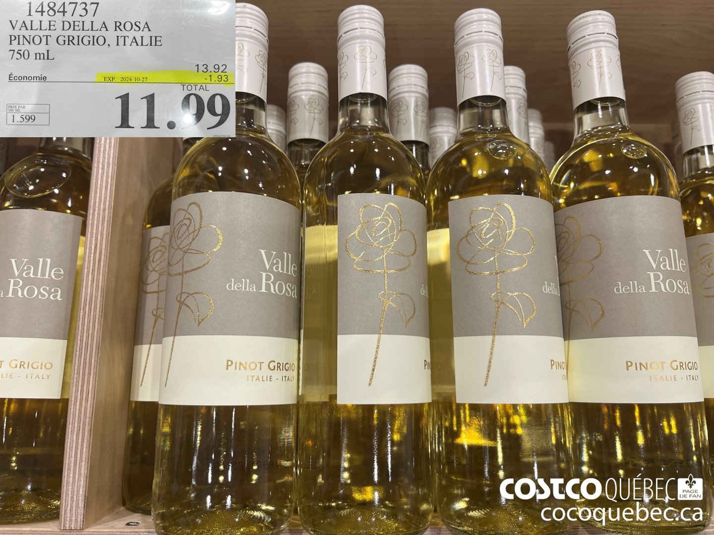 1484737 VALLEDELLA - ROSA PINOT GRIGIO, ITALIE 750 mL  ($1.93 INSTANT SAVINGS EXPIRES ON 2024-10-27) $11.99