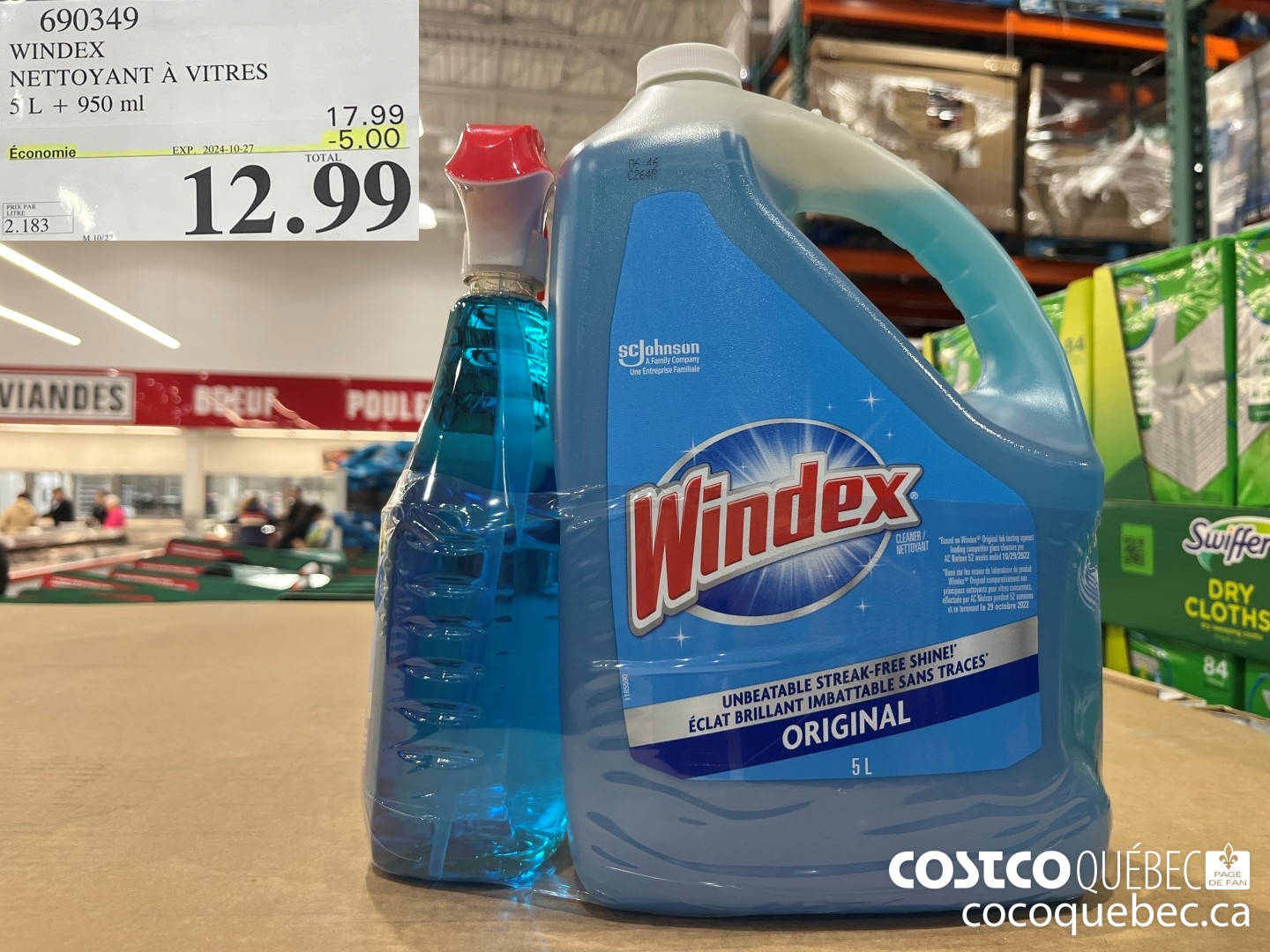 690349 WINDEX NETTOYANT A VITRES 5 L + 950 ml ($5.00 INSTANT SAVINGS EXPIRES ON 2024-10-27) $12.99