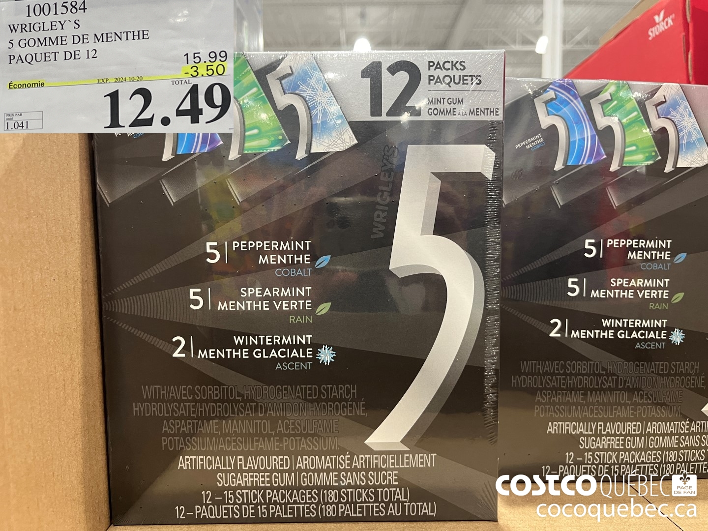 1001584 WRIGLEY'S 5S GOMME DE MENTHE PAQUET DE 12 ($3.00 INSTANT SAVINGS EXPIRES ON 2024-10-20) $14.99