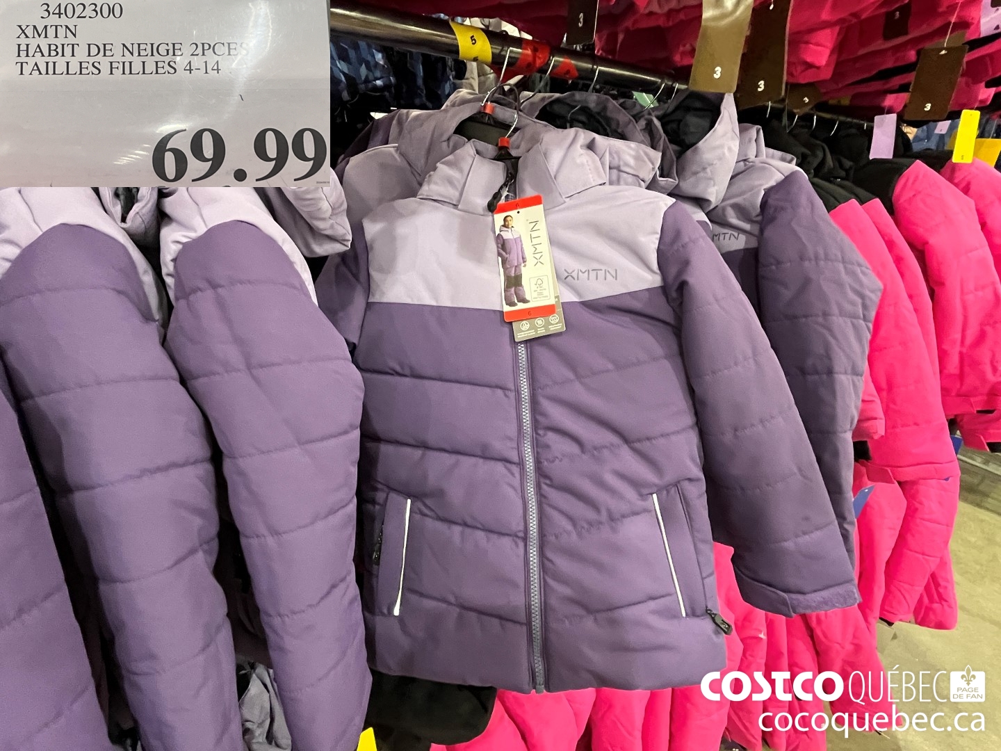 3402300 XMTN HABIT DE NEIGE 2PC TAILLES FILLES 4-14  $69.99