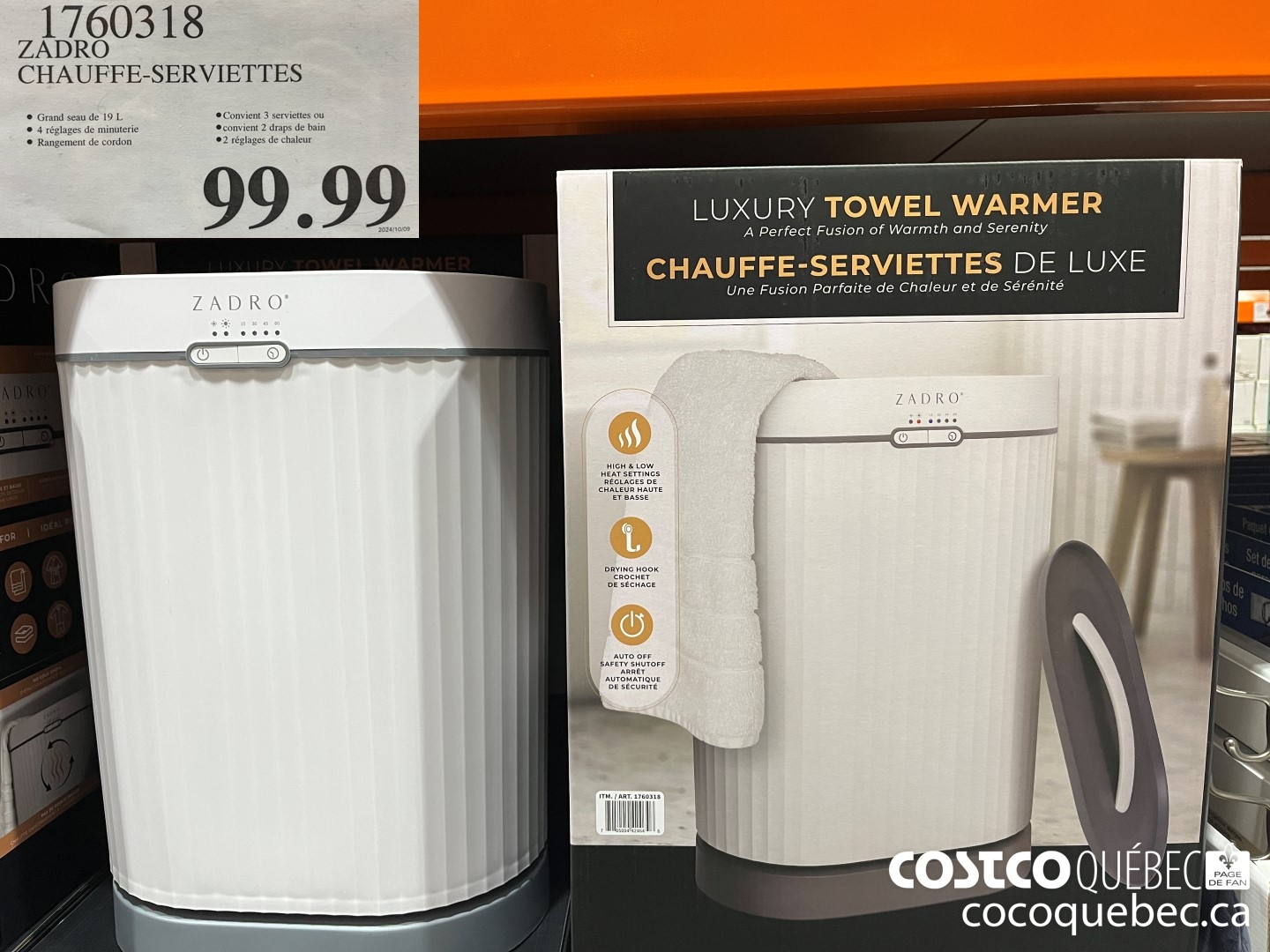 1760318 ZADRO CHAUFFE-SERVIETTES  $99.99