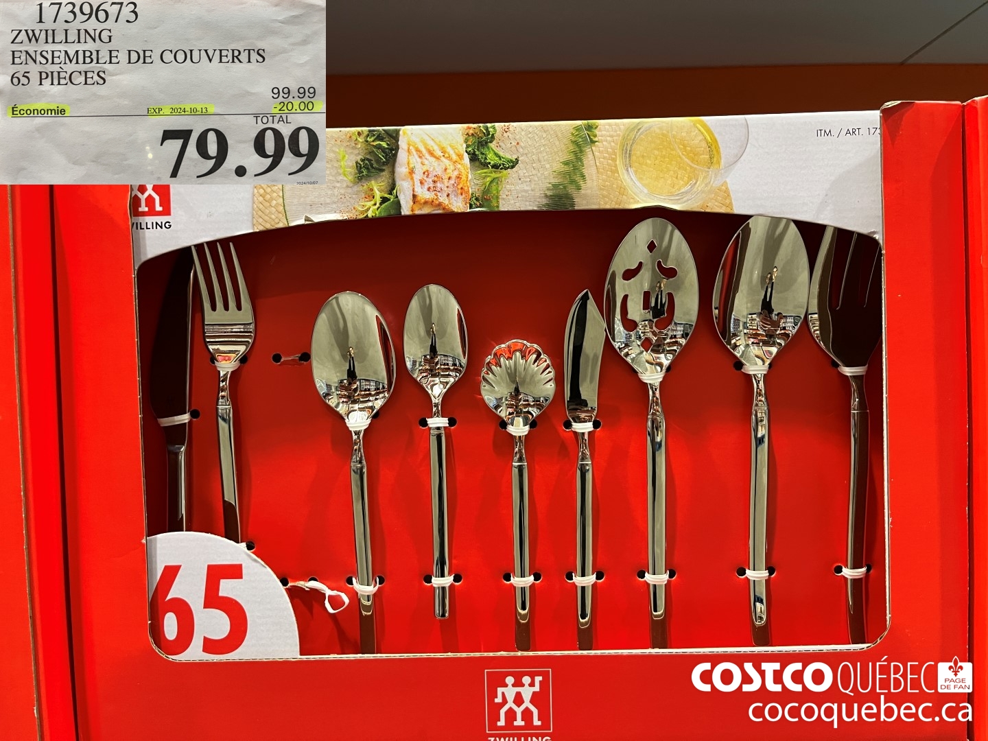 1739673 ZWILLING ENSEMBLE DE COUVERTS 65 PIECES  ($20.00 INSTANT SAVINGS EXPIRES ON 2024-10-13) $79.99