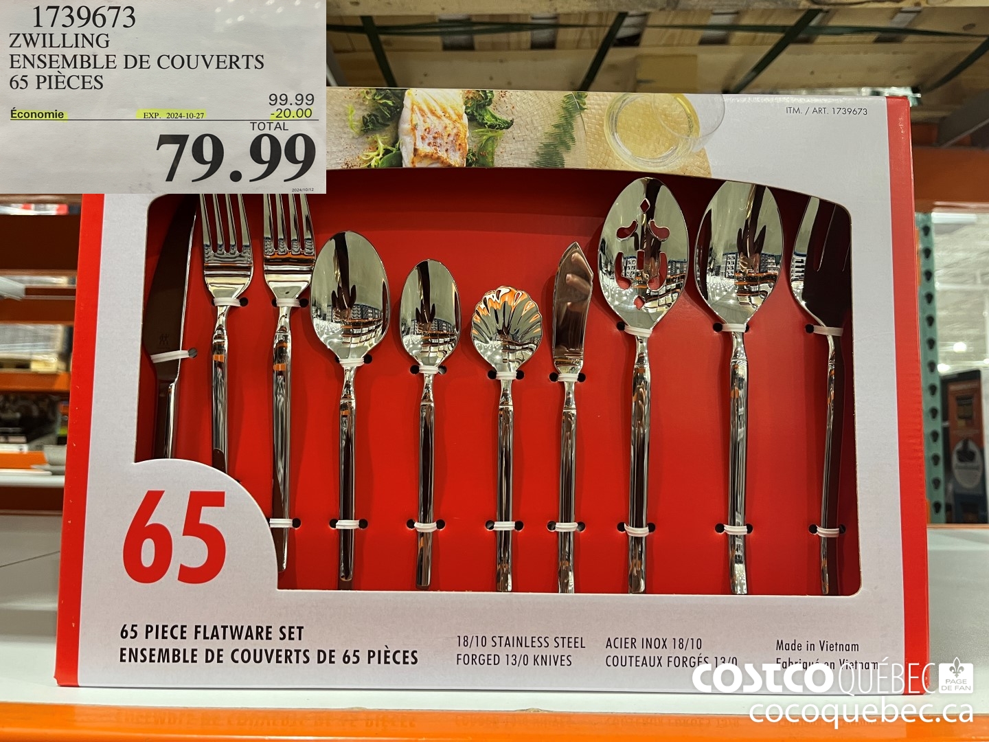 1739673 ZWILLING ENSEMBLE DE COUVERTS 65 PIECES  ($20.00 INSTANT SAVINGS EXPIRES ON 2024-10-27) $79.99