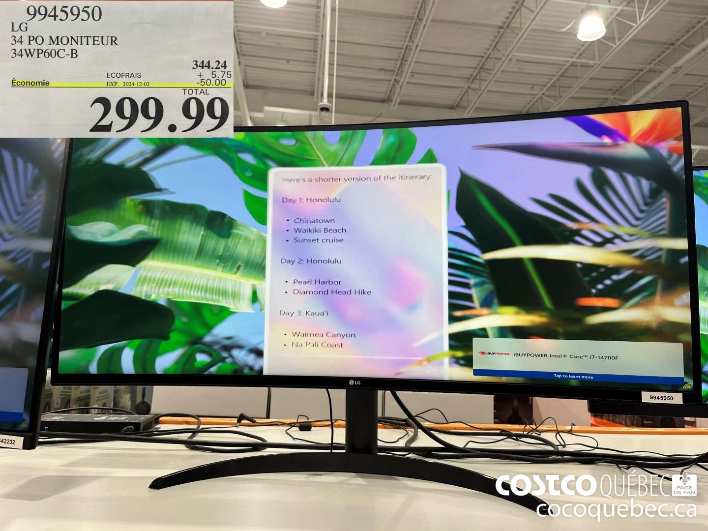 9945950 34. PO MONITEUR 34W P60C-B  ($50.00 INSTANT SAVINGS EXPIRES ON 2024-12-02) $299.99