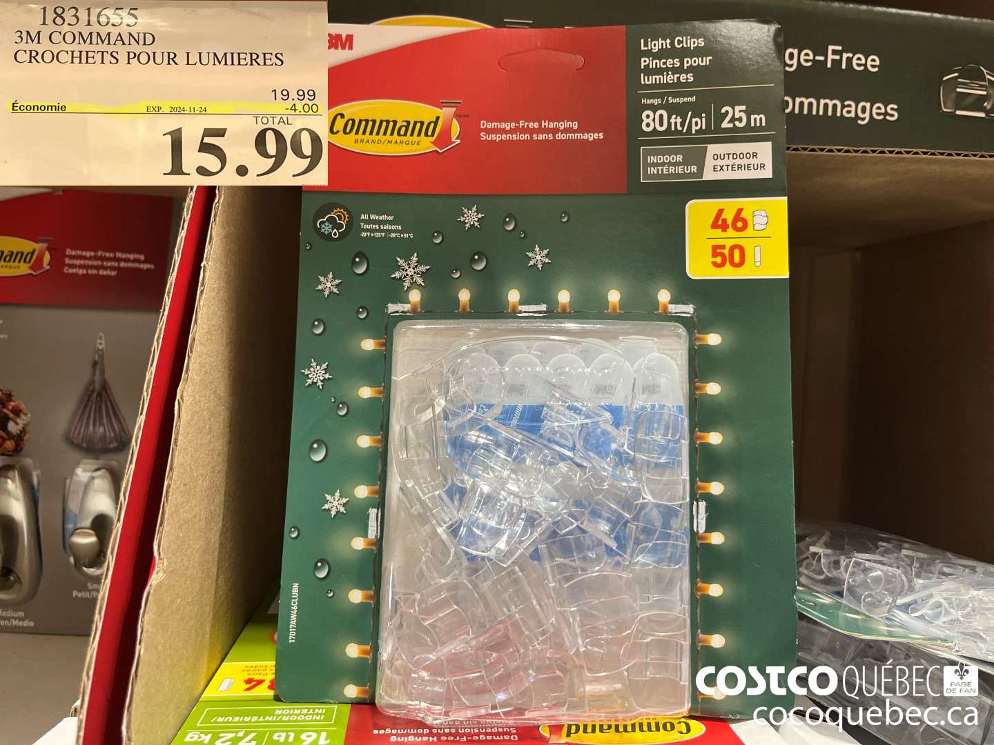 1831655 3M COMMAND CROCHETS POUR LUMIERES  ($4.00 INSTANT SAVINGS EXPIRES ON 2024-11-24) $15.99