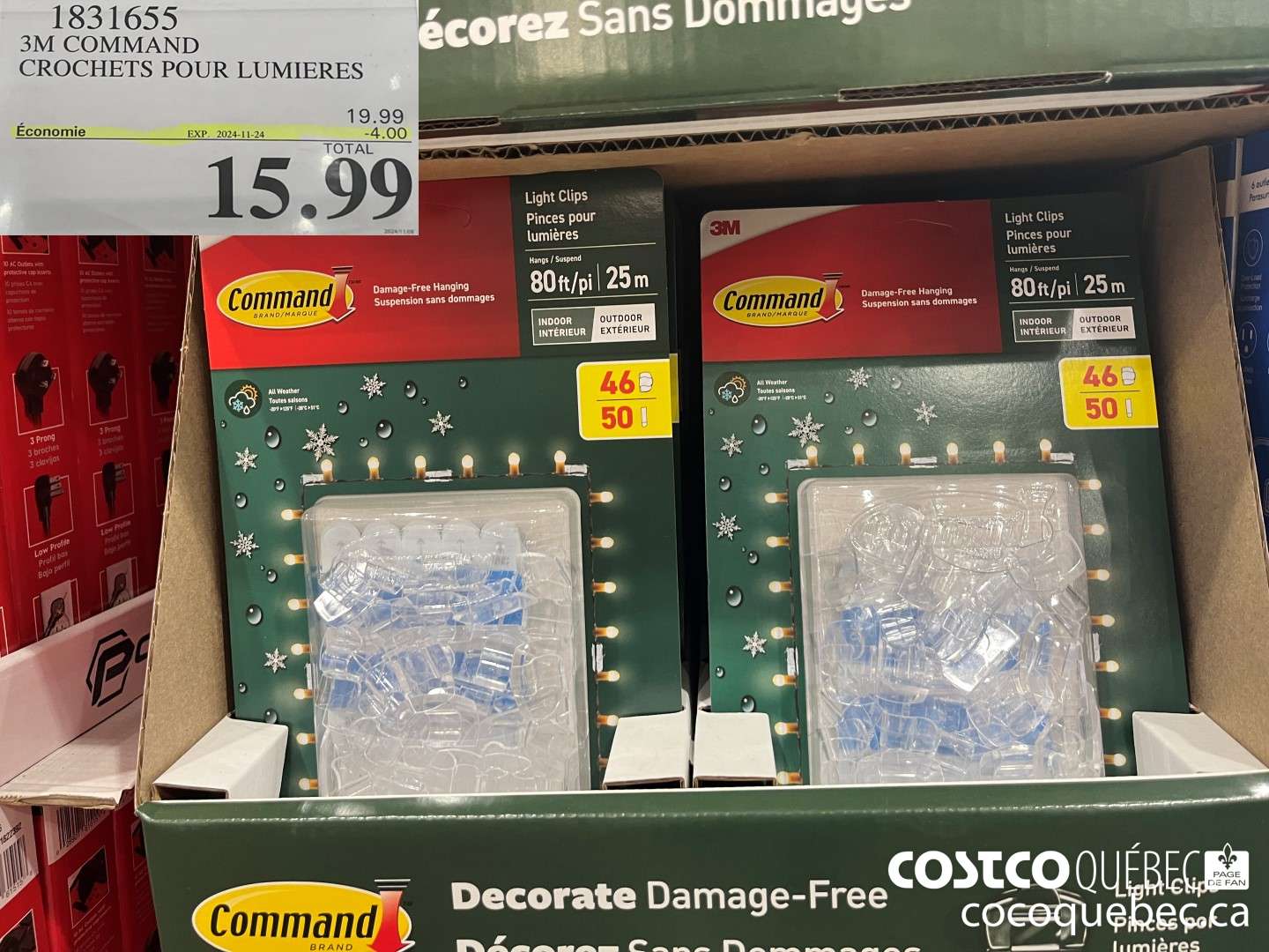 1831655 3M COMMAND CROCHETS POUR LUMIERES  ($4.00 INSTANT SAVINGS EXPIRES ON 2024-11-24) $15.99