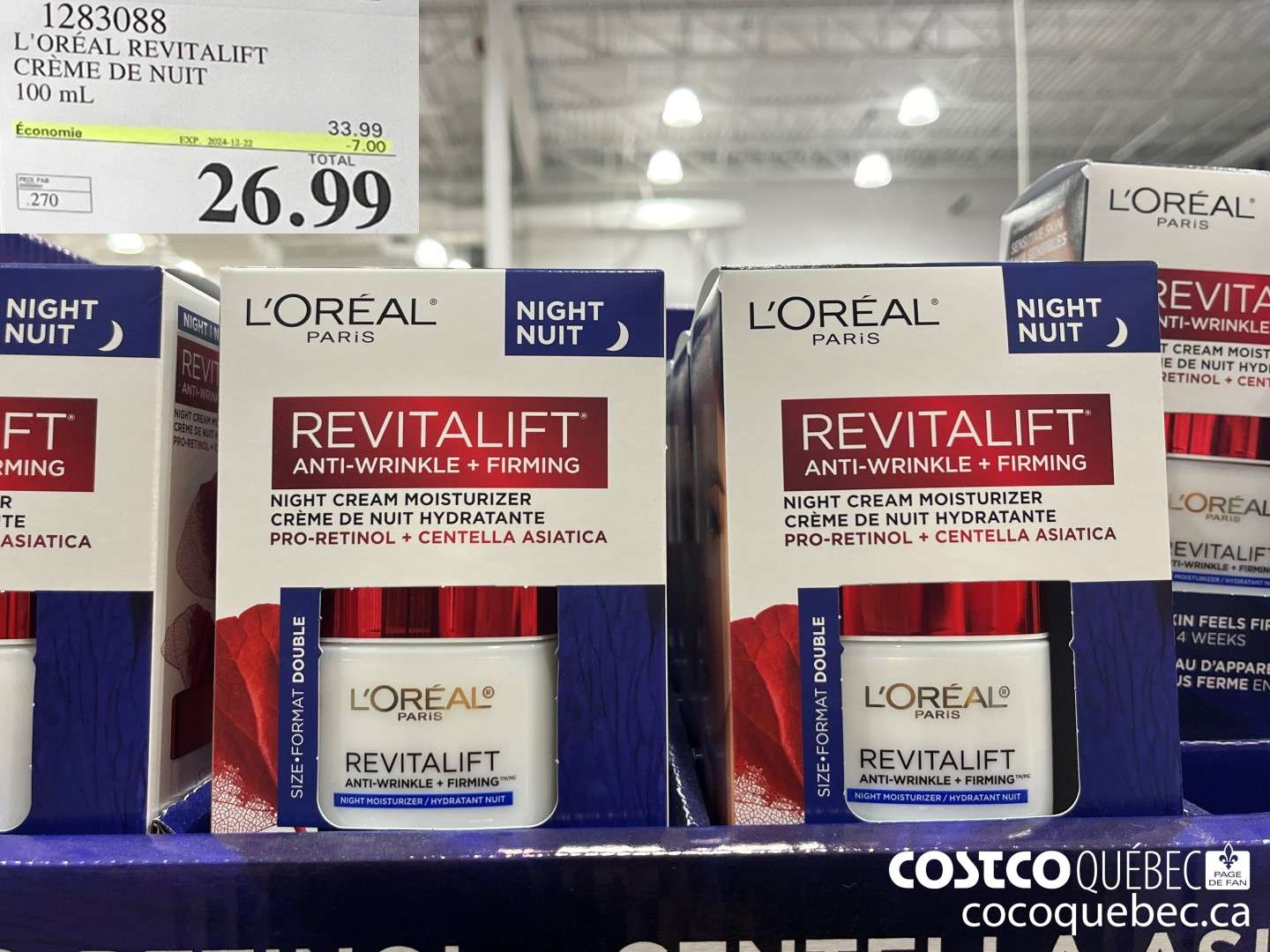 1283088 3 OREAL REVITALIFT CREME DE NUIT 100 mL  ($7.00 INSTANT SAVINGS EXPIRES ON 2024-12-22) $26.99