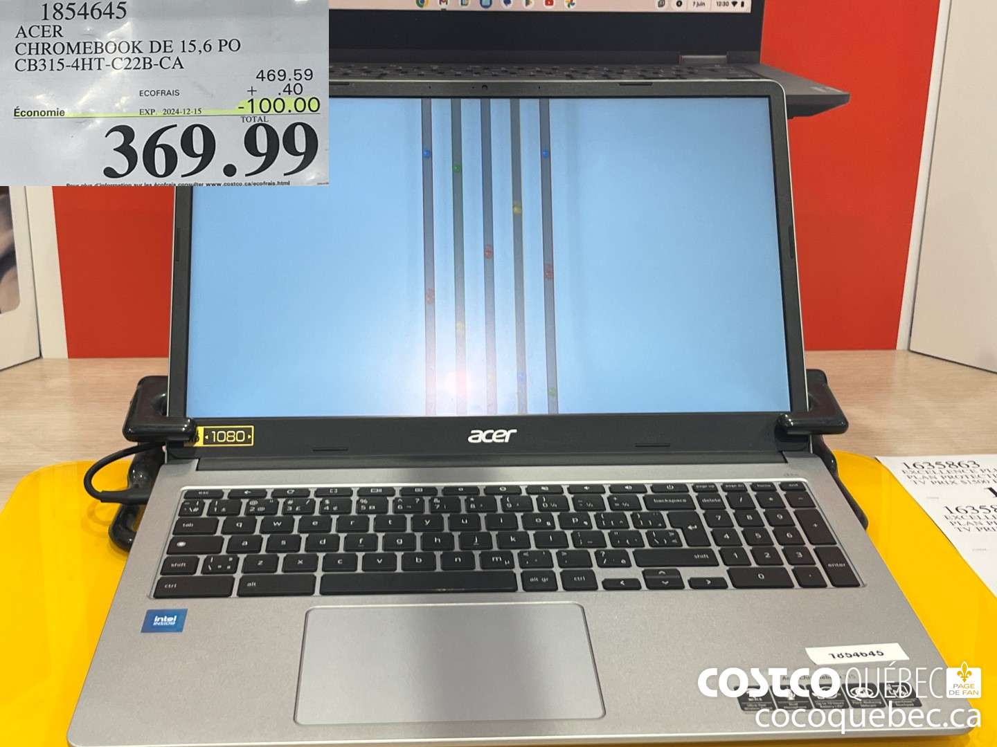 1854645 ACER CHROMEBOOK DE 15,6 PO CB315-4HT-C22B-CA 469.59 Economie _—_- EXP. 2024-12-15  ($100.00 INSTANT SAVINGS EXPIRES ON 2024-12-15) $369.99