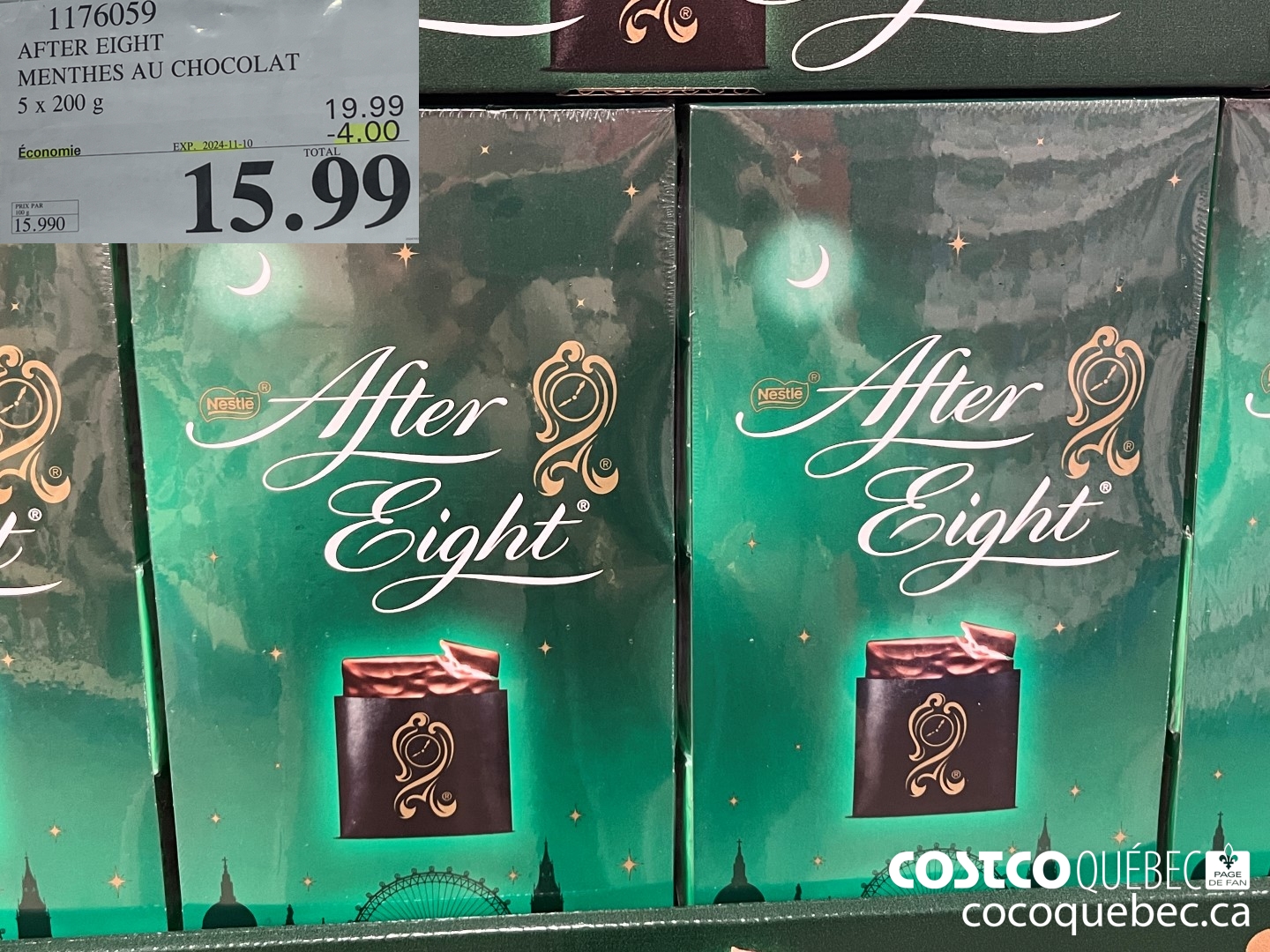 1176059 AFTER EIGHT MENTHES AU CHOCOLAT 5 x 200 g  ($4.00 INSTANT SAVINGS EXPIRES ON 2024-11-03) $15.99