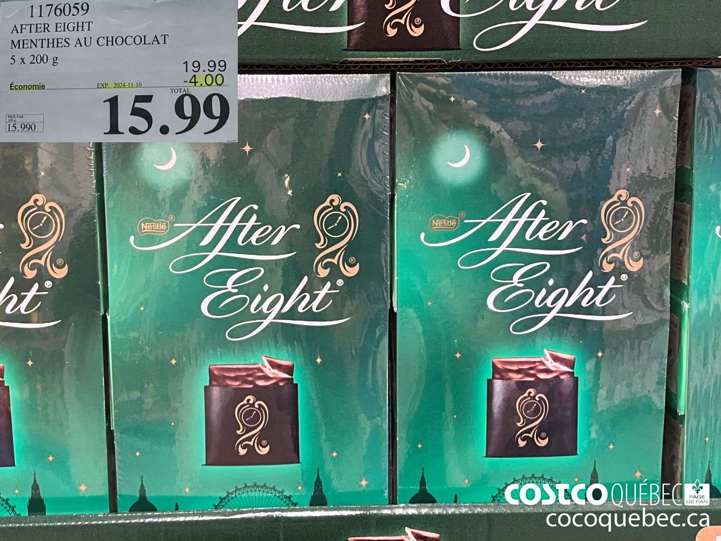 1176059 AFTER EIGHT MENTHES AU CHOCOLAT 5 x 200 g  ($4.00 INSTANT SAVINGS EXPIRES ON 2024-11-10) $15.99