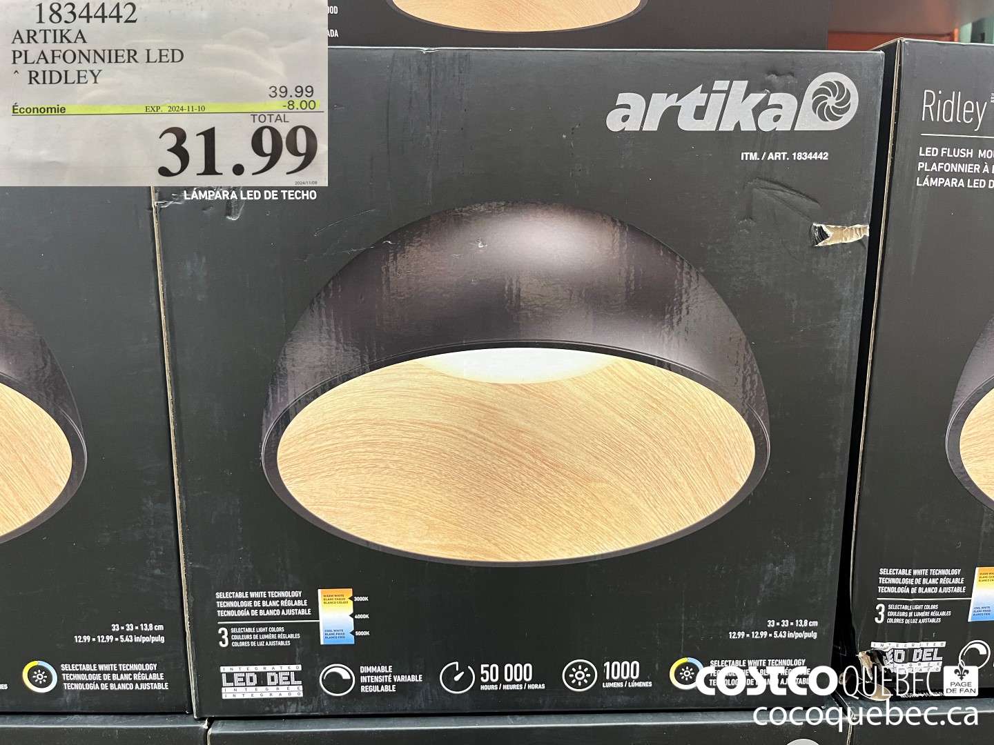 1834442 ARTIKA PLAFONNIER LED * RIDLEY  ($8.00 INSTANT SAVINGS EXPIRES ON 2024-11-10) $31.99