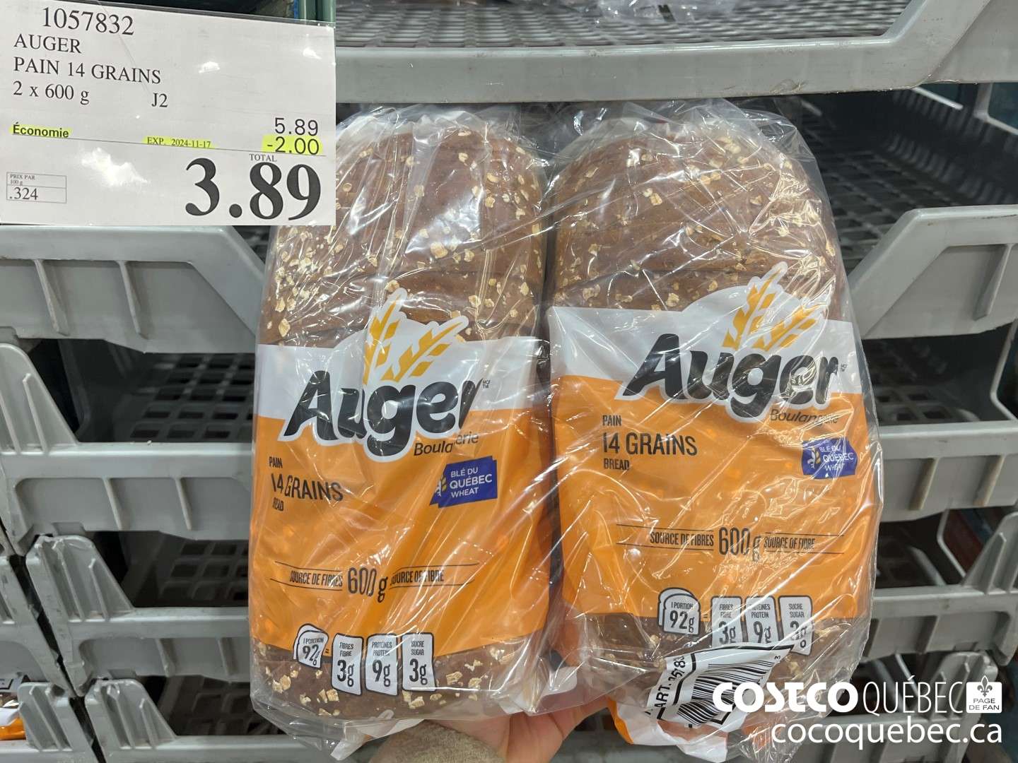 1057832 AUGER PAIN 14 GRAINS 2 x 600  ($2.00 INSTANT SAVINGS EXPIRES ON 2024-11-17) $3.89