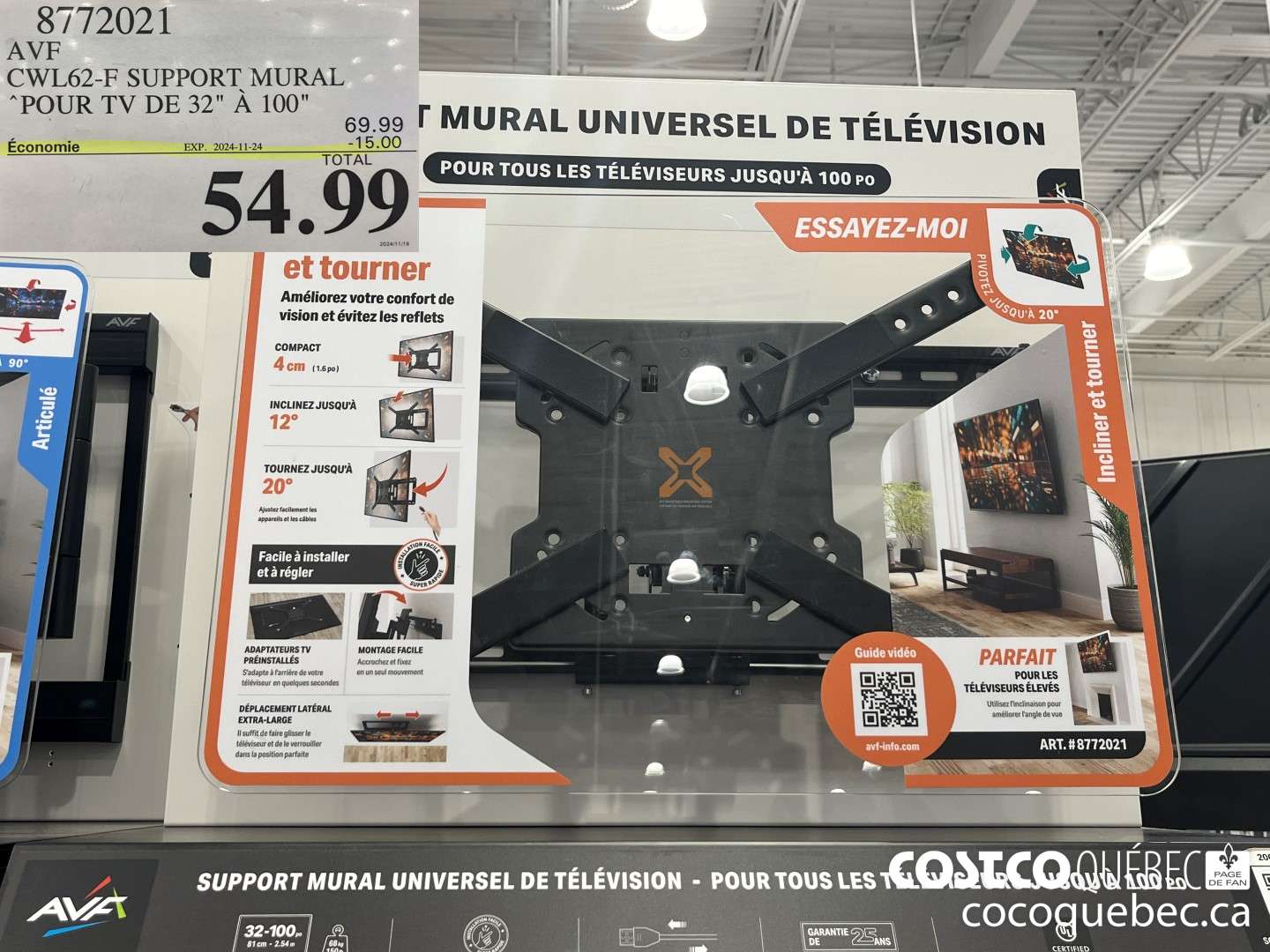 8772021 AVF CWL62-F SUPPORT MURAL “POUR TV DE 32