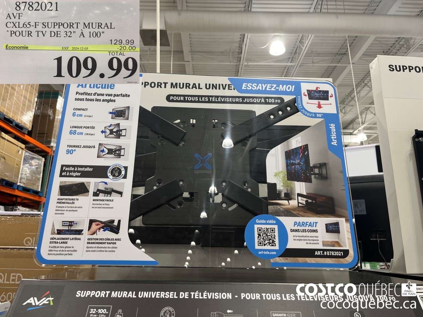 8782021 AVF CXL65-F SUPPORT MURAL ‘POUR TV DE 32