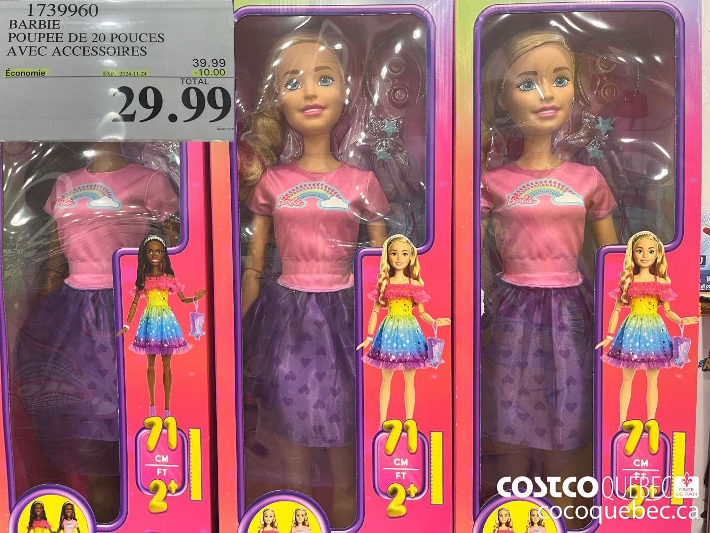 1739960 BARBIE POUPEE DE 20 POUCES AVEC ACCESSOIRES  ($10.00 INSTANT SAVINGS EXPIRES ON 2024-11-24) $29.99