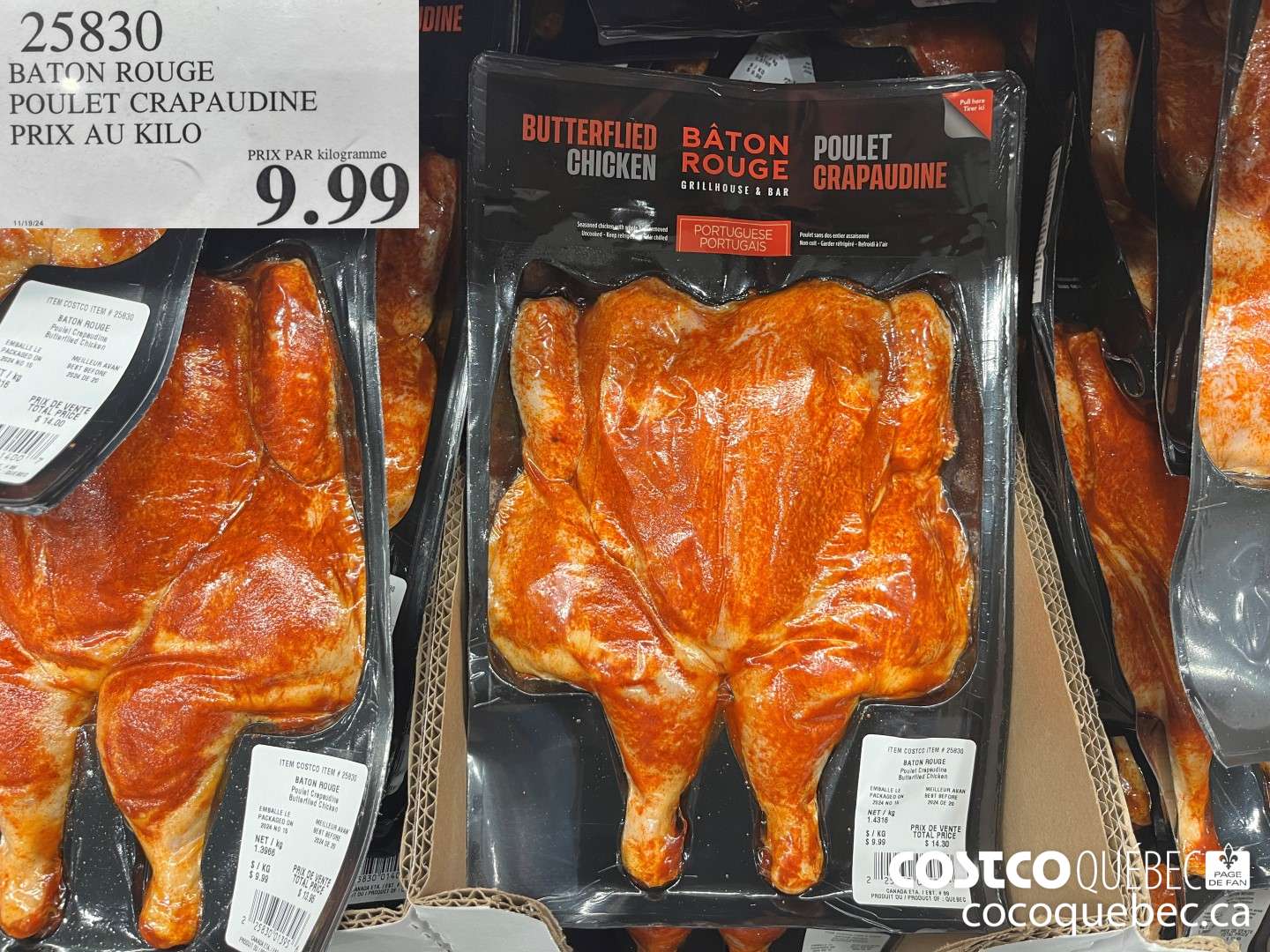 25830 BATON ROUGE POULET CRAPAUDINE PRIX AU KILO  $9.99