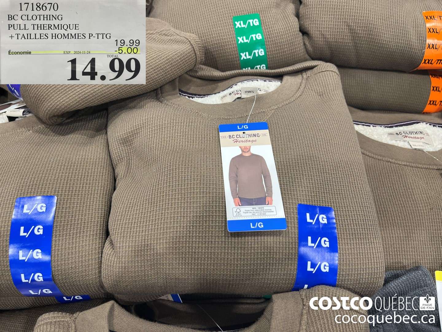 1718670 BC CLOTHING PULL THERMIQUE +TAILLES HOMMES P-TTG  (EXPIRES ON 2024-11-24) $14.99