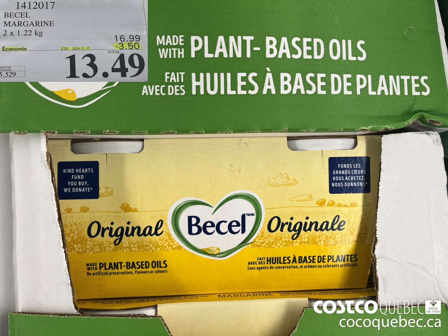 1412017 BECEL MARGARINE  ($3.50 INSTANT SAVINGS EXPIRES ON 2024-11-17) $13.49