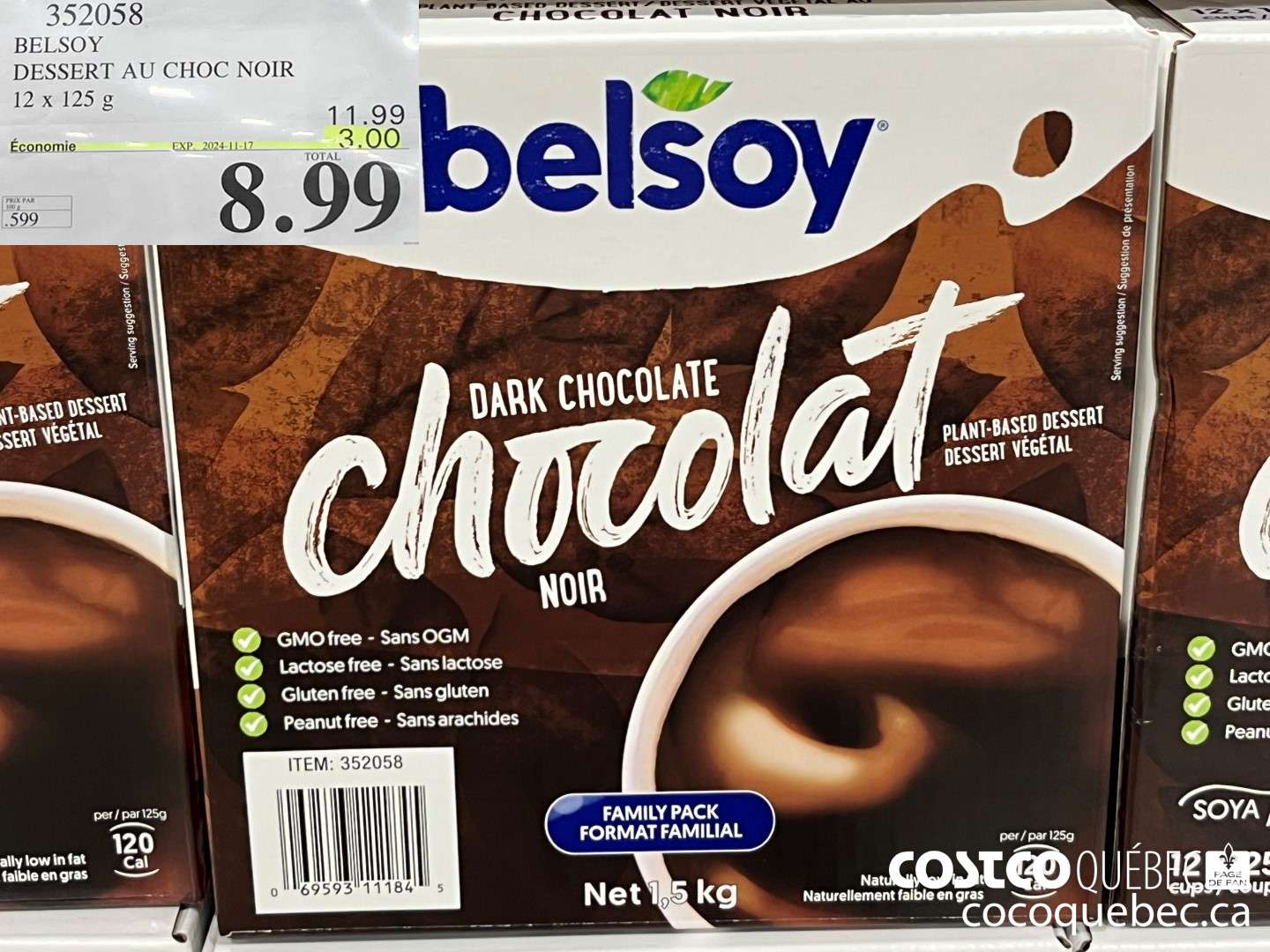 352058 BELSOY DESSERT AU CHOC NOIR  ($3.00 INSTANT SAVINGS EXPIRES ON 2024-11-17) $8.99