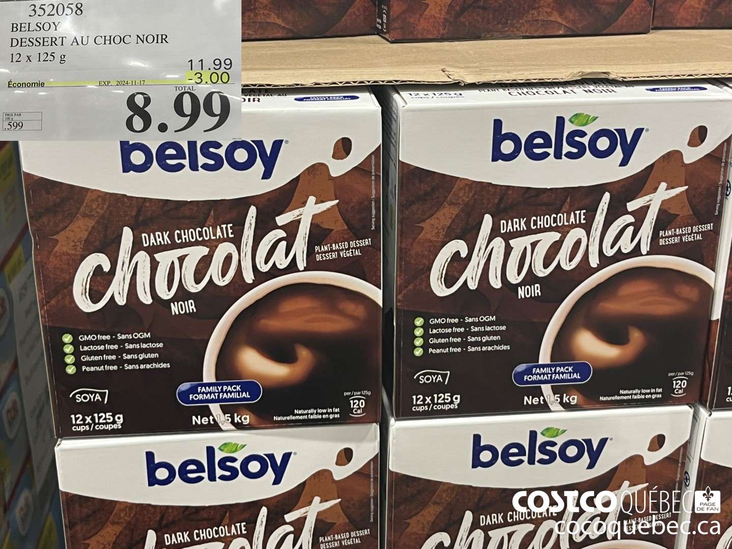 352058 BELSOY DESSERT AU CHOC NOIR  ($3.00 INSTANT SAVINGS EXPIRES ON 2024-11-17) $8.99