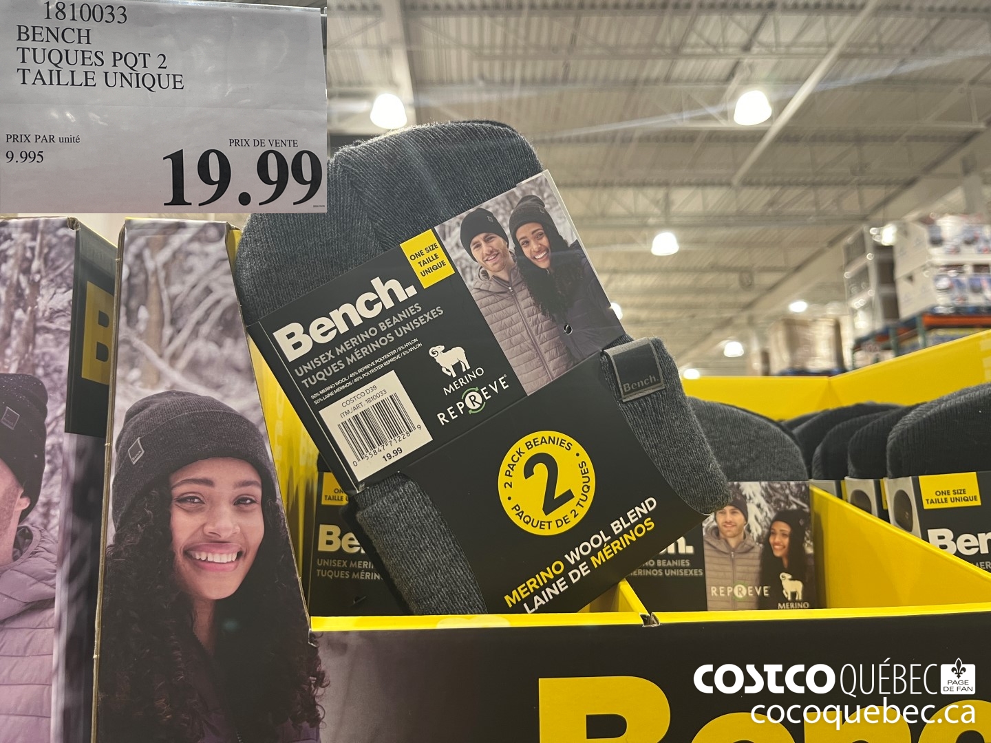 1810033 BENCH TUQUES POT 2 TAILLE UNIQUE  $19.99