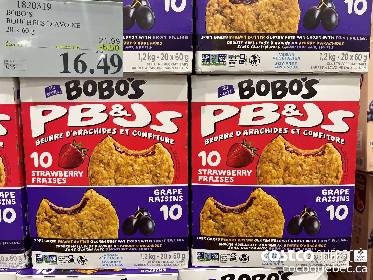 1820319 BOBO'S BOUCHEES D'AVOINE 20 x 60 g  ($5.50 INSTANT SAVINGS EXPIRES ON 2024-11-24) $16.49