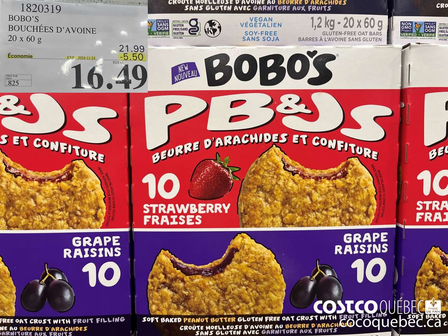 1820319 BOBO'S BOUCHEES D'AVOINE 20 x 60 g  ($5.50 INSTANT SAVINGS EXPIRES ON 2024-11-24) $16.49