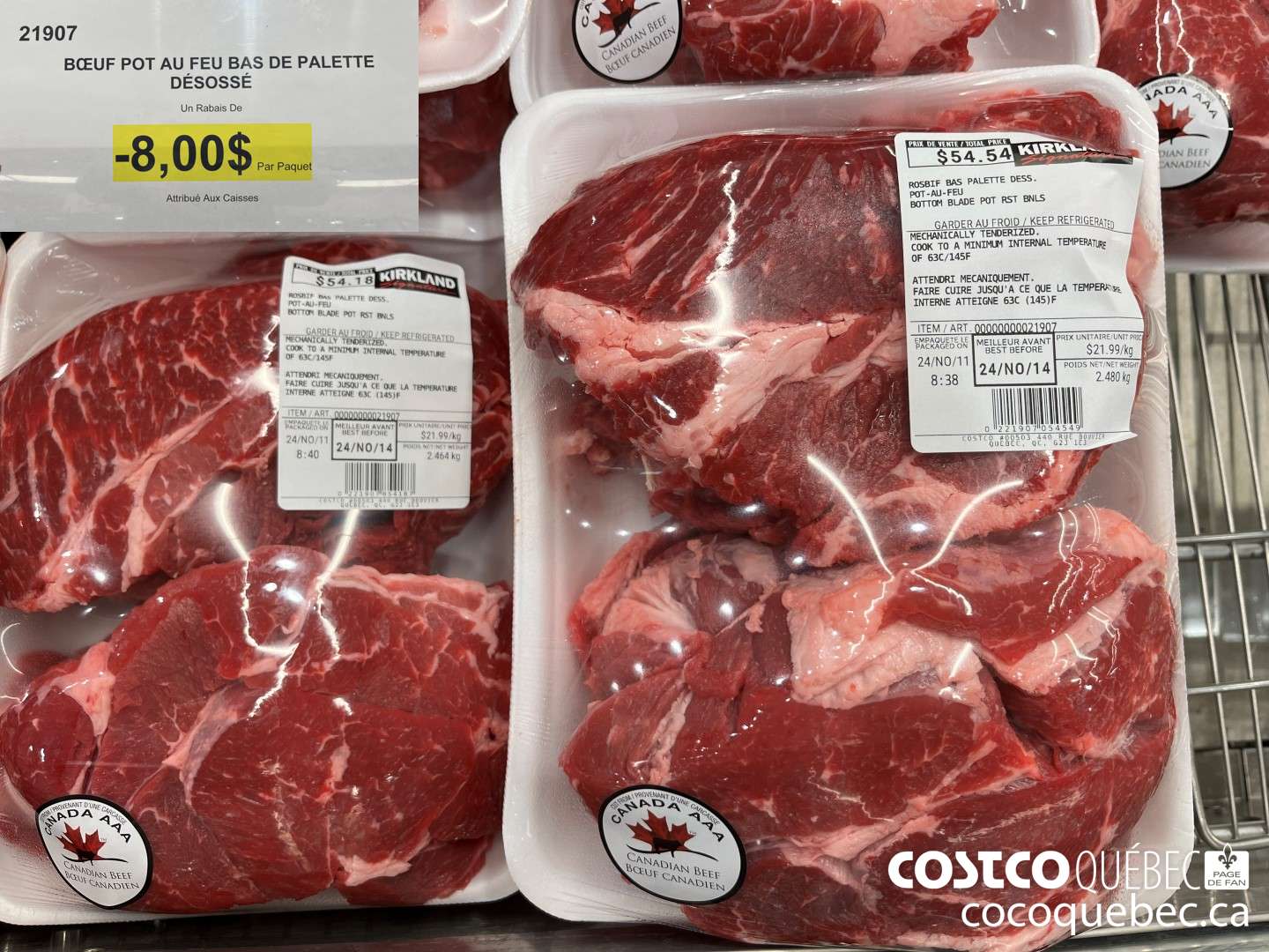 21907 BOEUF POT AU FEU BAS DE PALETTE DESOSSE  ($8.00 INSTANT SAVINGS)