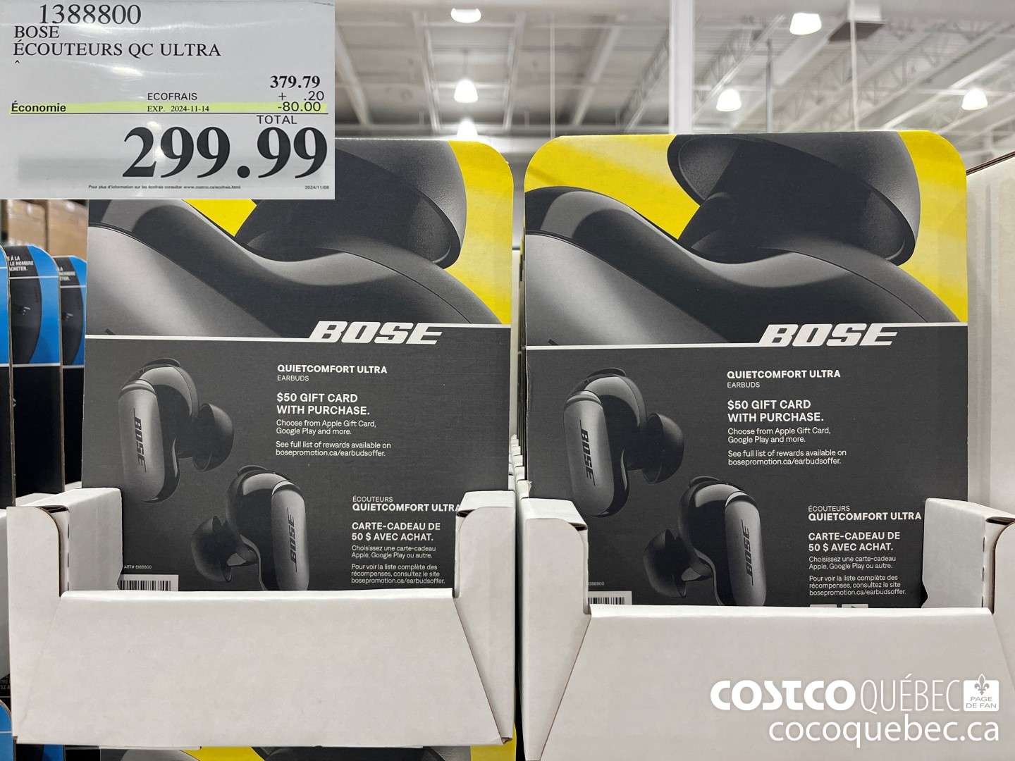 1388800 BOSE ECOUTEURS QC ULTRA  ($80.00 INSTANT SAVINGS EXPIRES ON 2024-11-14) $299.99