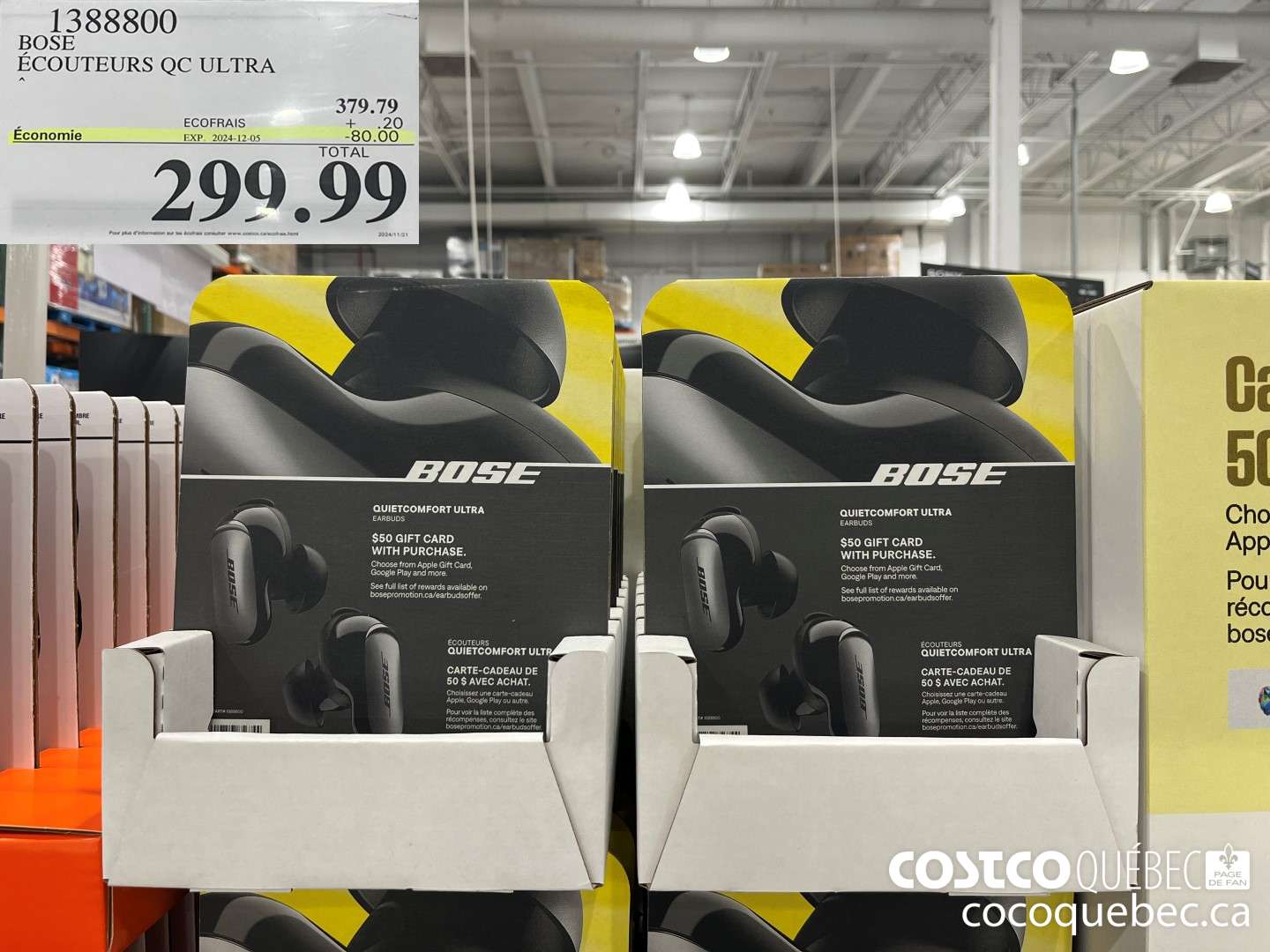 1388800 BOSE ECOUTEURS QC ULTRA  ($80.00 INSTANT SAVINGS EXPIRES ON 2024-12-05) $299.99