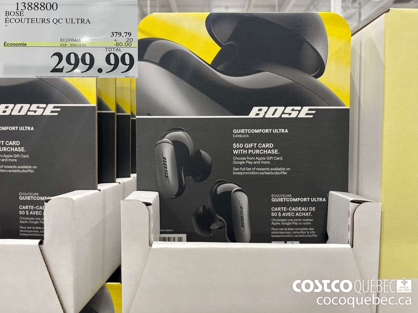 1388800 BOSE ECOUTEURS QC ULTRA  ($80.00 INSTANT SAVINGS EXPIRES ON 2024-12-05) $299.99