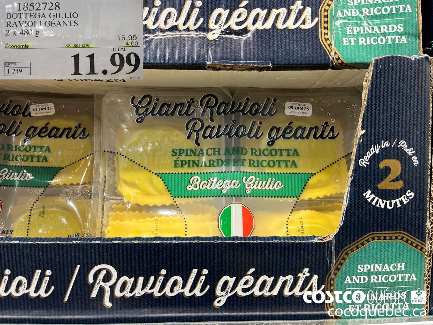 1852728 BOTTEGA GIULIO RAVIOI 1 GEANTS 2 x 48C g  ($4.00 INSTANT SAVINGS EXPIRES ON 2024-12-08) $11.99