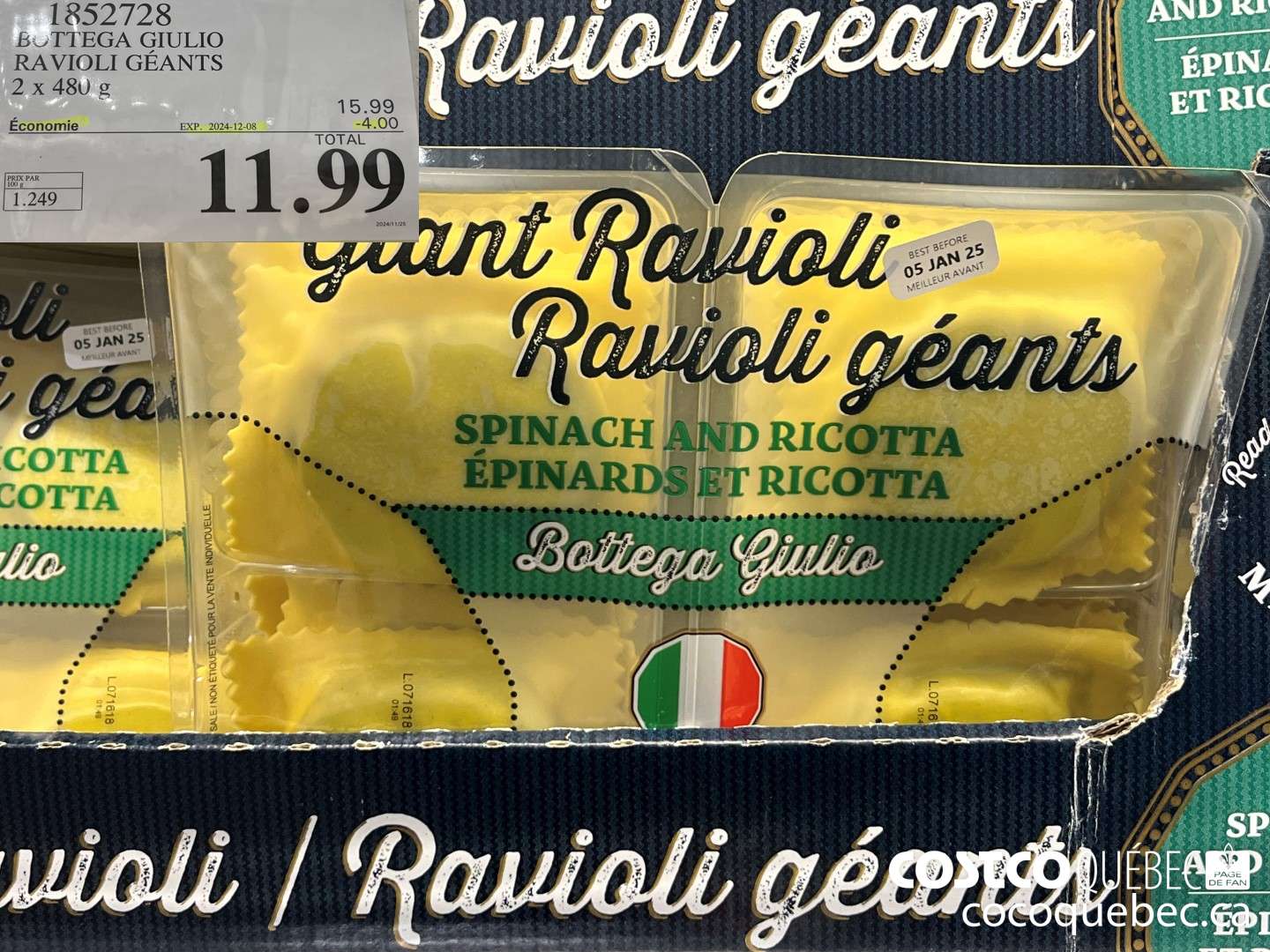 1852728 BOTTEGA GIULIO RAVIOI 1 GEANTS 2 x 48C g  ($4.00 INSTANT SAVINGS EXPIRES ON 2024-12-08) $11.99