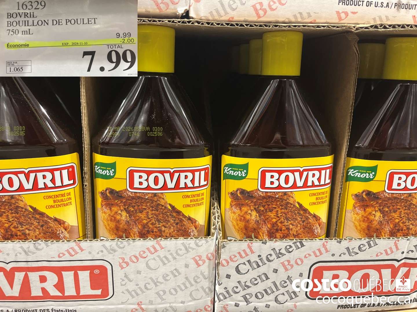 16329 BOVRIL BOUILLON DE POULET 750 ML ($2.00 INSTANT SAVINGS EXPIRES ON 2024-11-10) $7.99