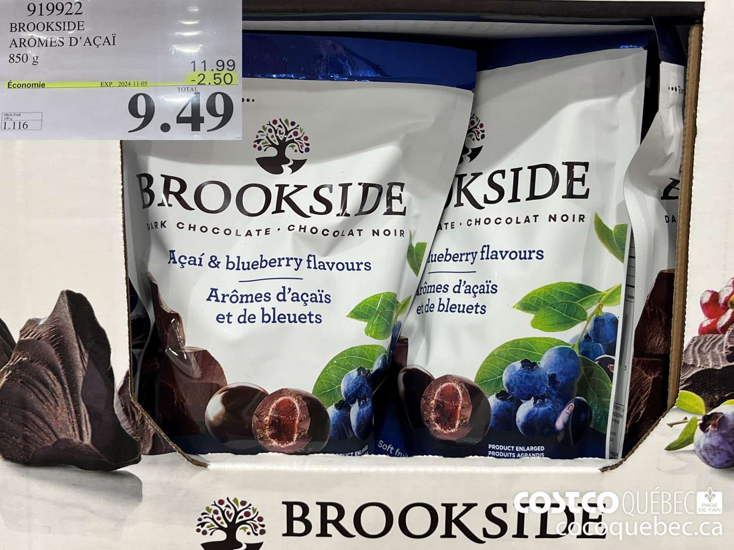 919922 BROOKSIDE 850 g ($2.50 INSTANT SAVINGS EXPIRES ON 2024-11-05) $9.49