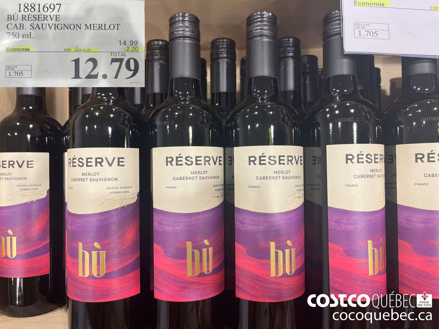 1881697 BU RESERVE CAB. SAUVIGNON MERLOT 750 mL  ($2.20 INSTANT SAVINGS EXPIRES ON 2024-11-24) $12.79