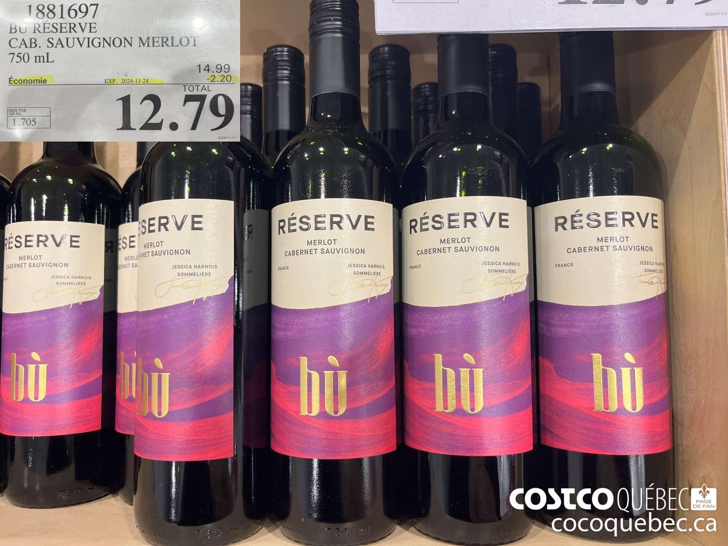 1881697 BU RESERVE CAB. SAUVIGNON MERLOT 750 mL  ($2.20 INSTANT SAVINGS EXPIRES ON 2024-11-24) $12.79