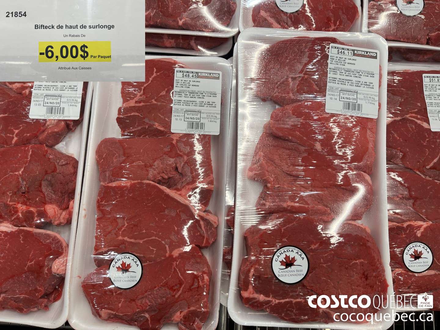 21854 Bifteck de haut de surlonge  ($6.00 INSTANT SAVINGS)