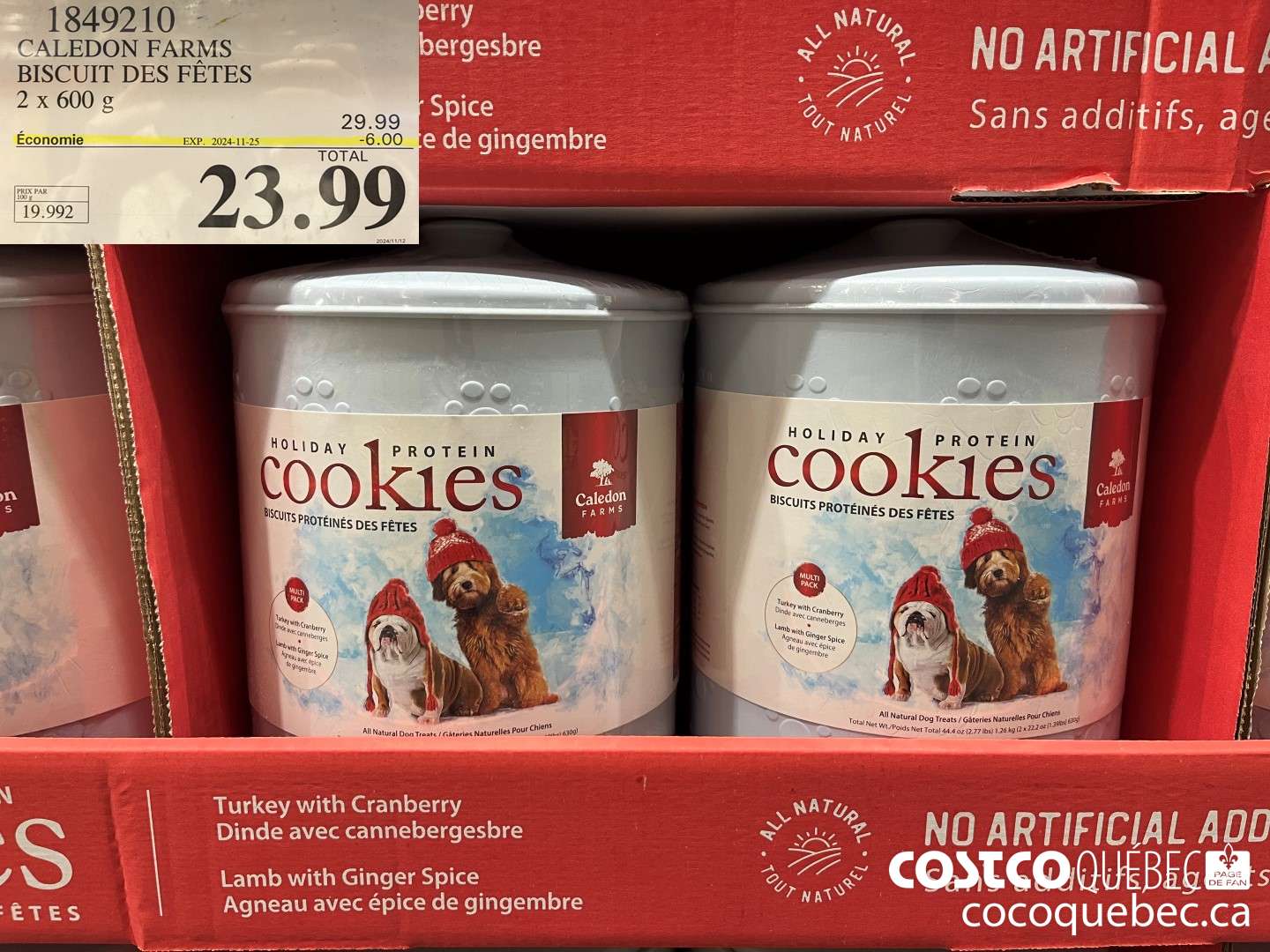1849210 CALEDON FARMS BISCUIT DES FETES 2 x 600 g 6.00 OFF (EXPIRES ON 2024-11-25) $29.99