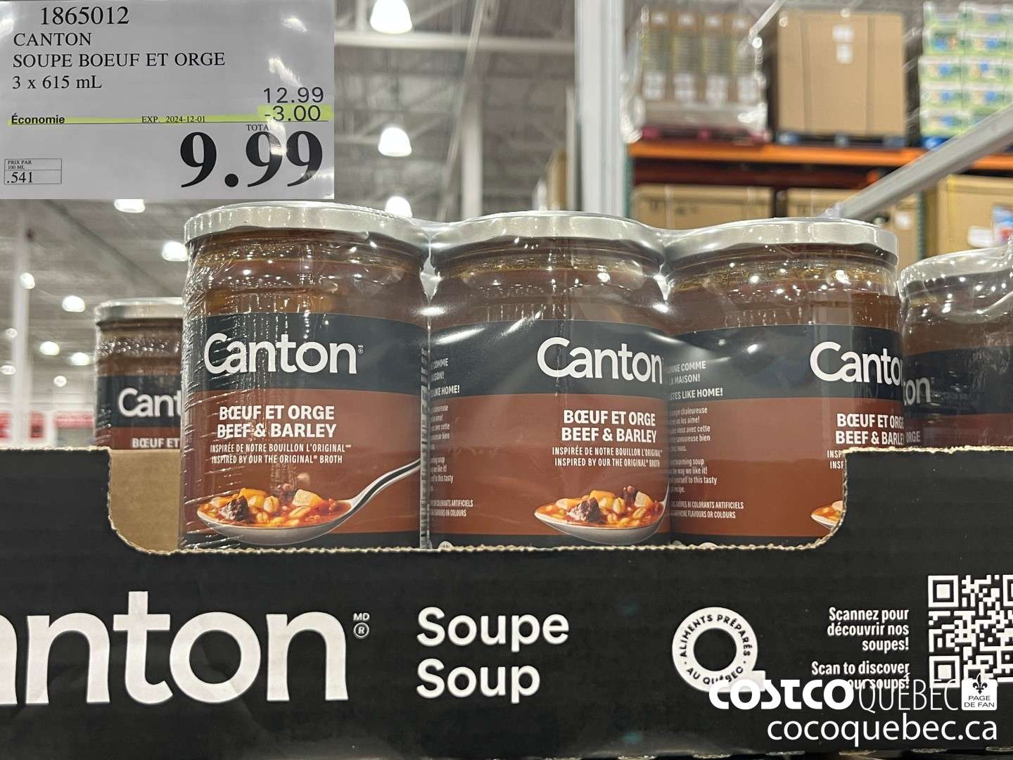 1865012 CANTON SOUPE BOEUEF ET ORGE  ($3.00 INSTANT SAVINGS EXPIRES ON 2024-12-01) $9.99