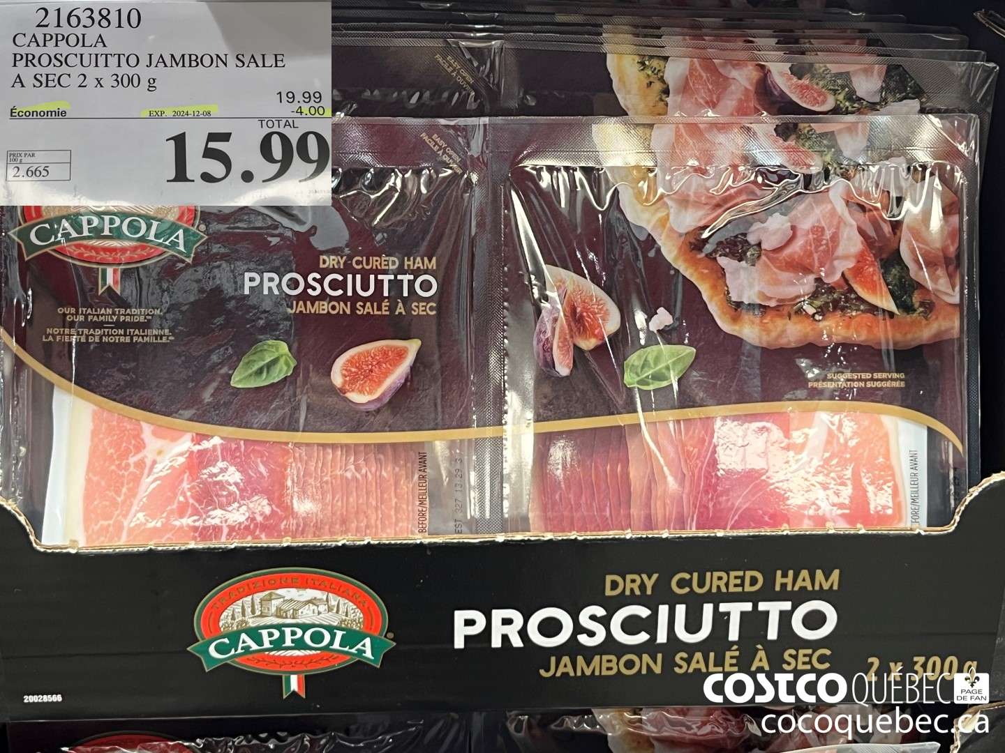 2163810 CAPPOLA PROSCUITTO JAMBON SALE A SEC 2 x 300 g  ($4.00 INSTANT SAVINGS EXPIRES ON 2024-12-08) $15.99