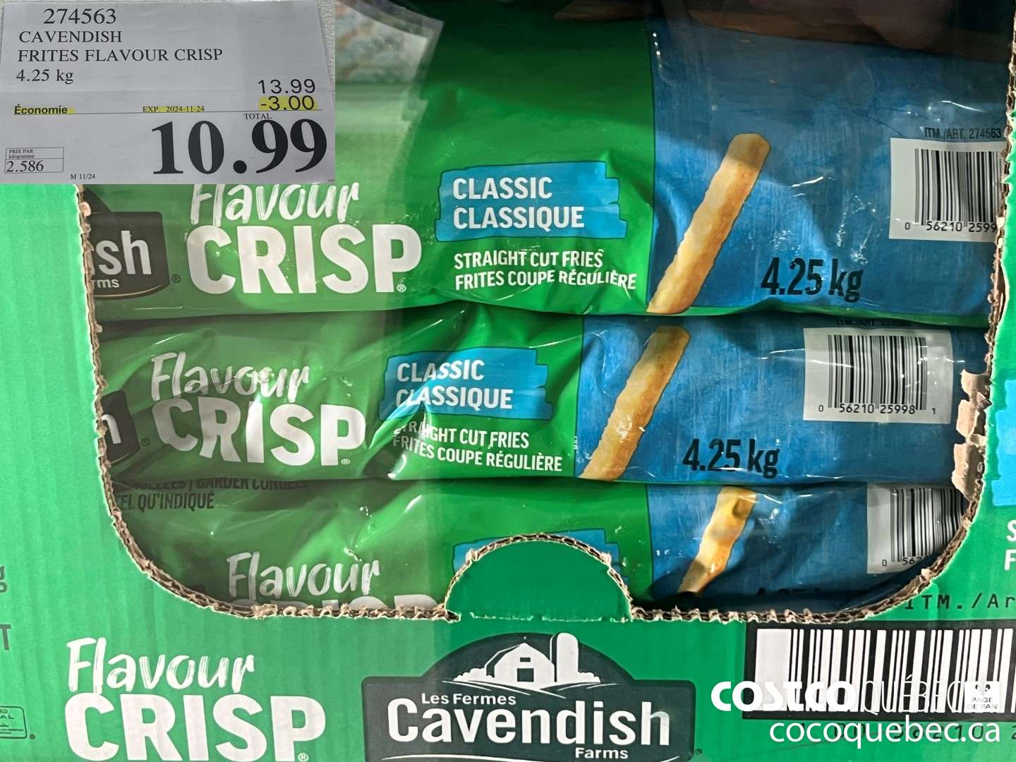 274563 CAVENDISH FRITES FLAVOUR CRISP 4.25 kG ($3.00 INSTANT SAVINGS EXPIRES ON 2024-11-24) $10.99