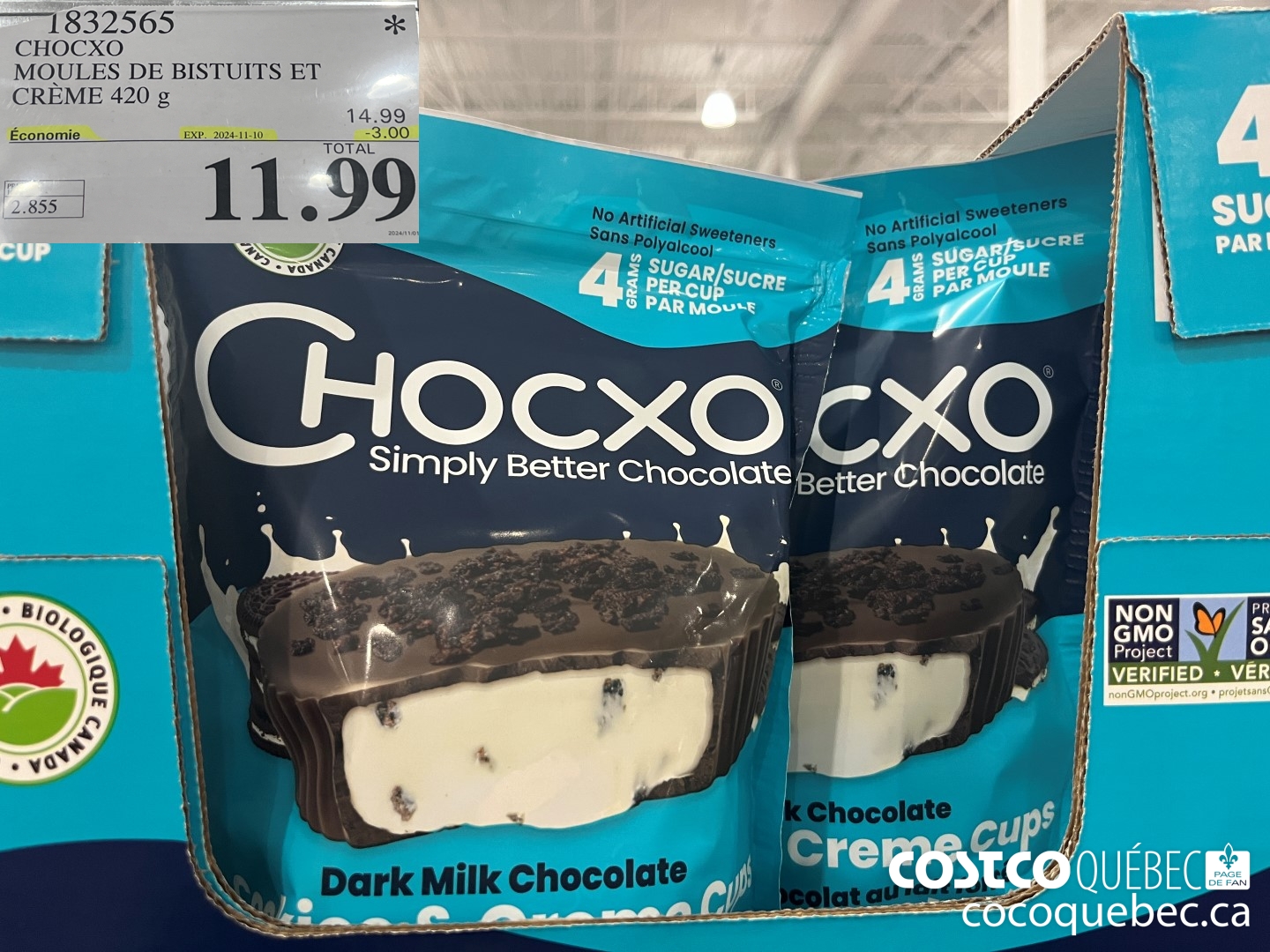 1832565 CHOCXO MOULES DE BISCUITS ET CREME 420 g  ($3.00 INSTANT SAVINGS EXPIRES ON 2024-11-10) $11.99