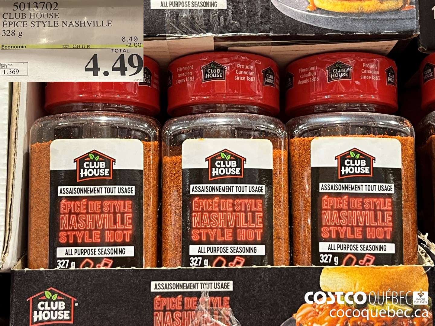 5013702 CLUB HOUSE EPICE STYLE NASHVILLE 328 g  ($2.00 INSTANT SAVINGS EXPIRES ON 2024-11-10) $4.49